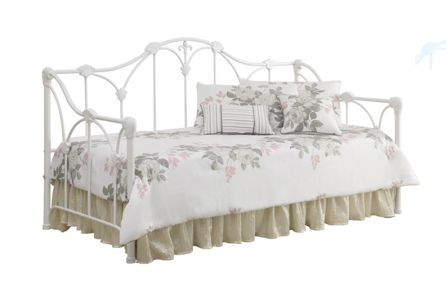 Halladay Twin Metal Daybed with Floral Frame White-300216