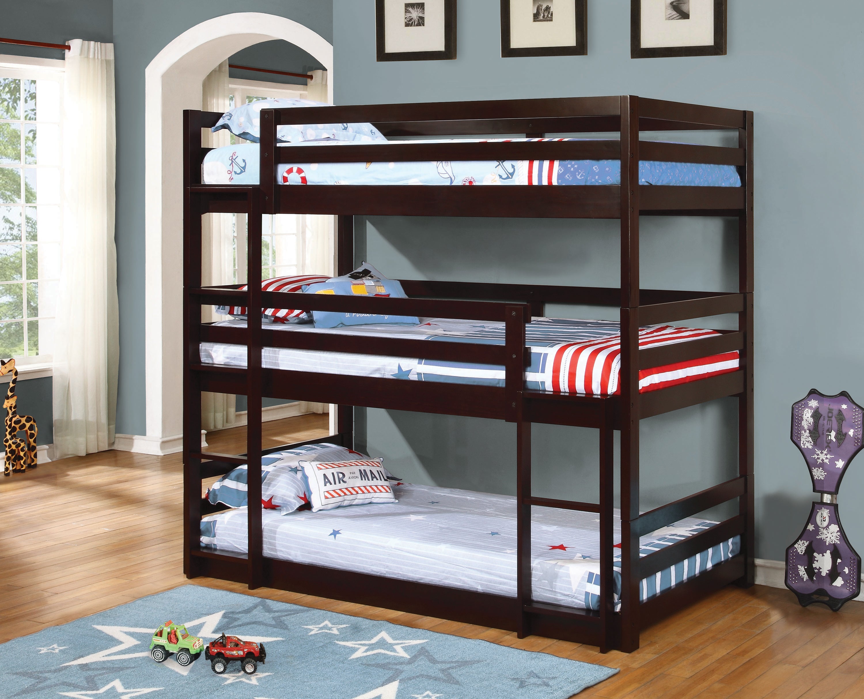 Sandler Twin Triple Bunk Bed Cappuccino-400302