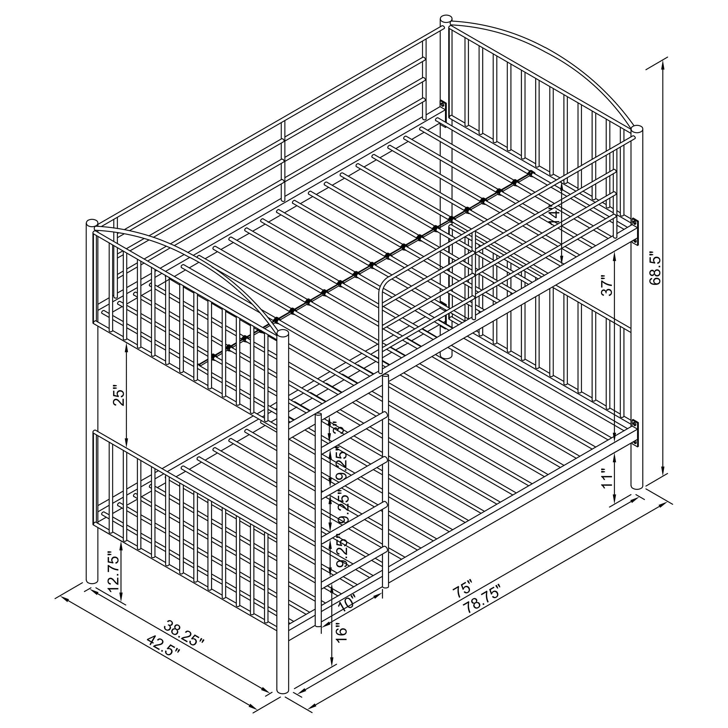 Anson Twin Over Twin Bunk Bed Silver-400730T