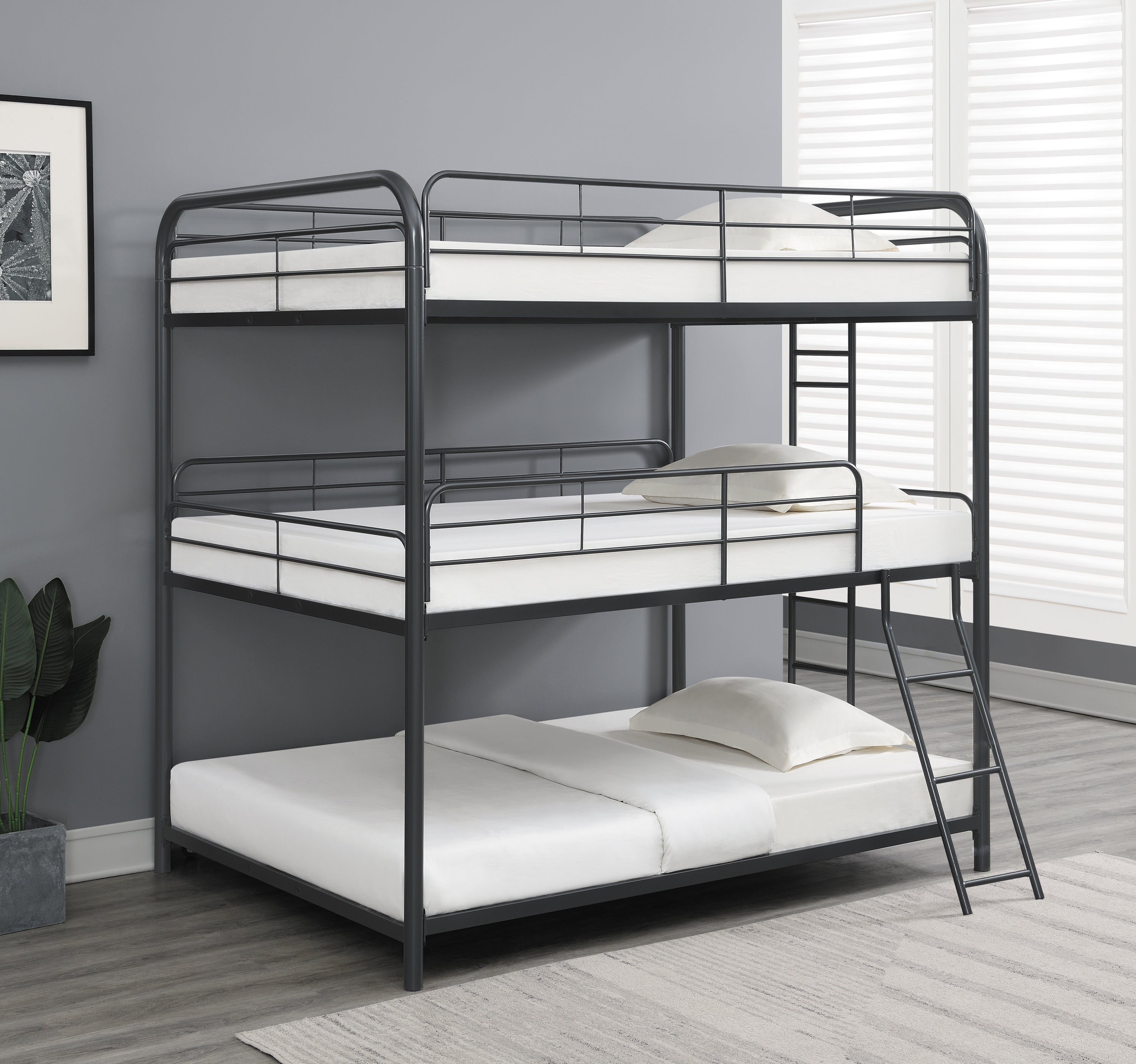 Garner Metal Full Triple Bunk Bed Gunmetal-400779