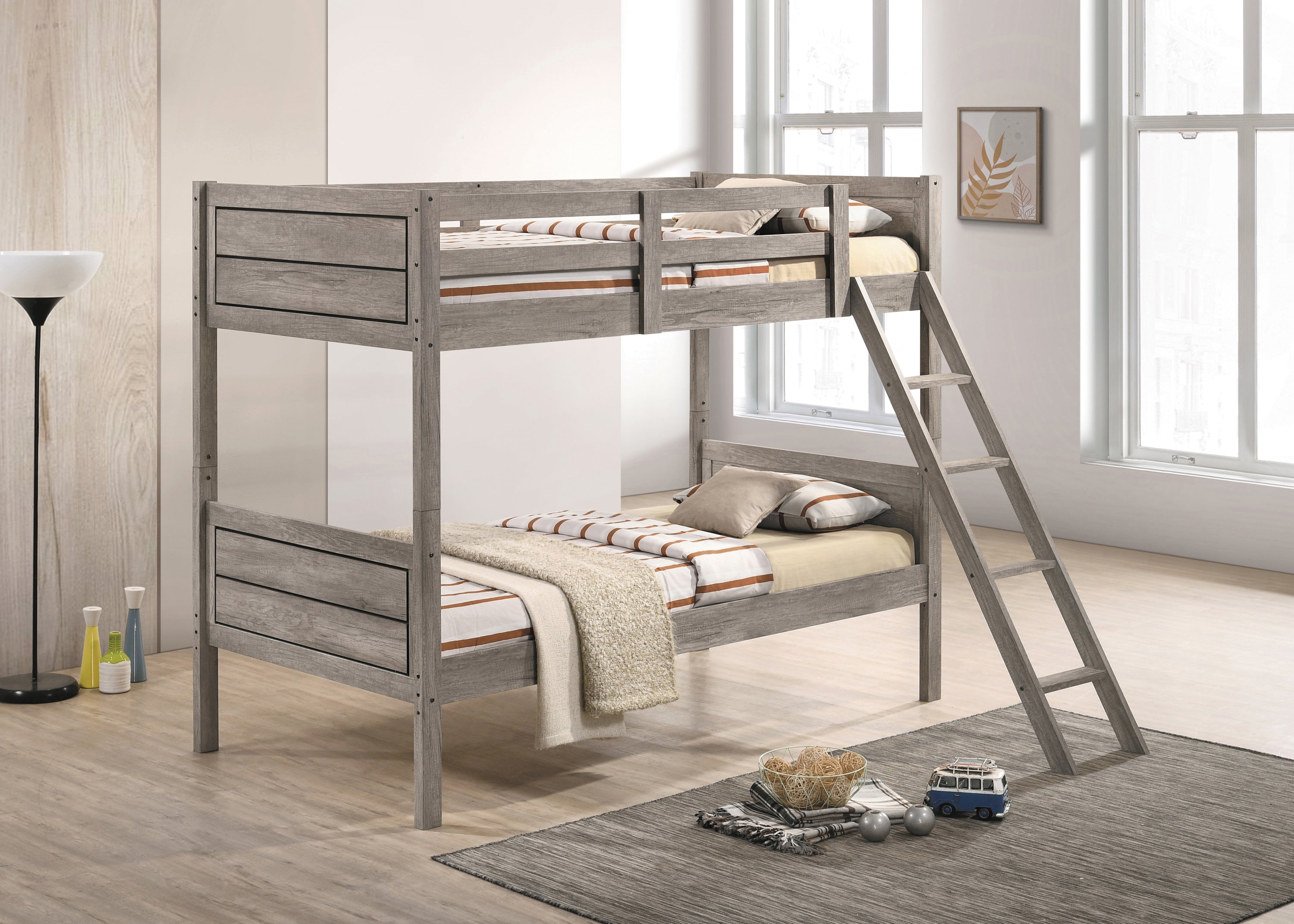 Ryder Wood Twin Over Twin Bunk Bed Weathered Taupe-400818