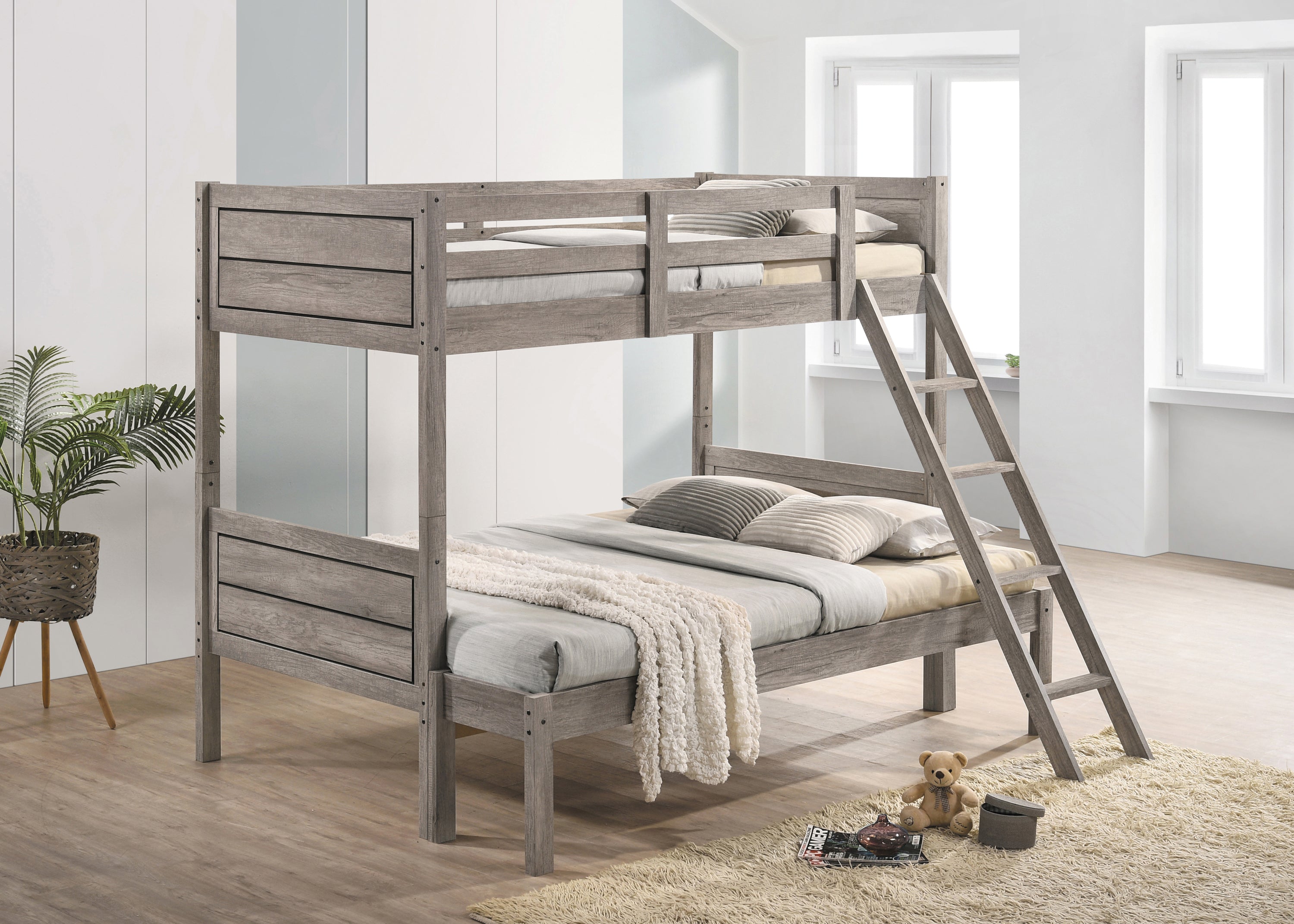 Ryder Wood Twin Over Full Bunk Bed Weathered Taupe- 400819