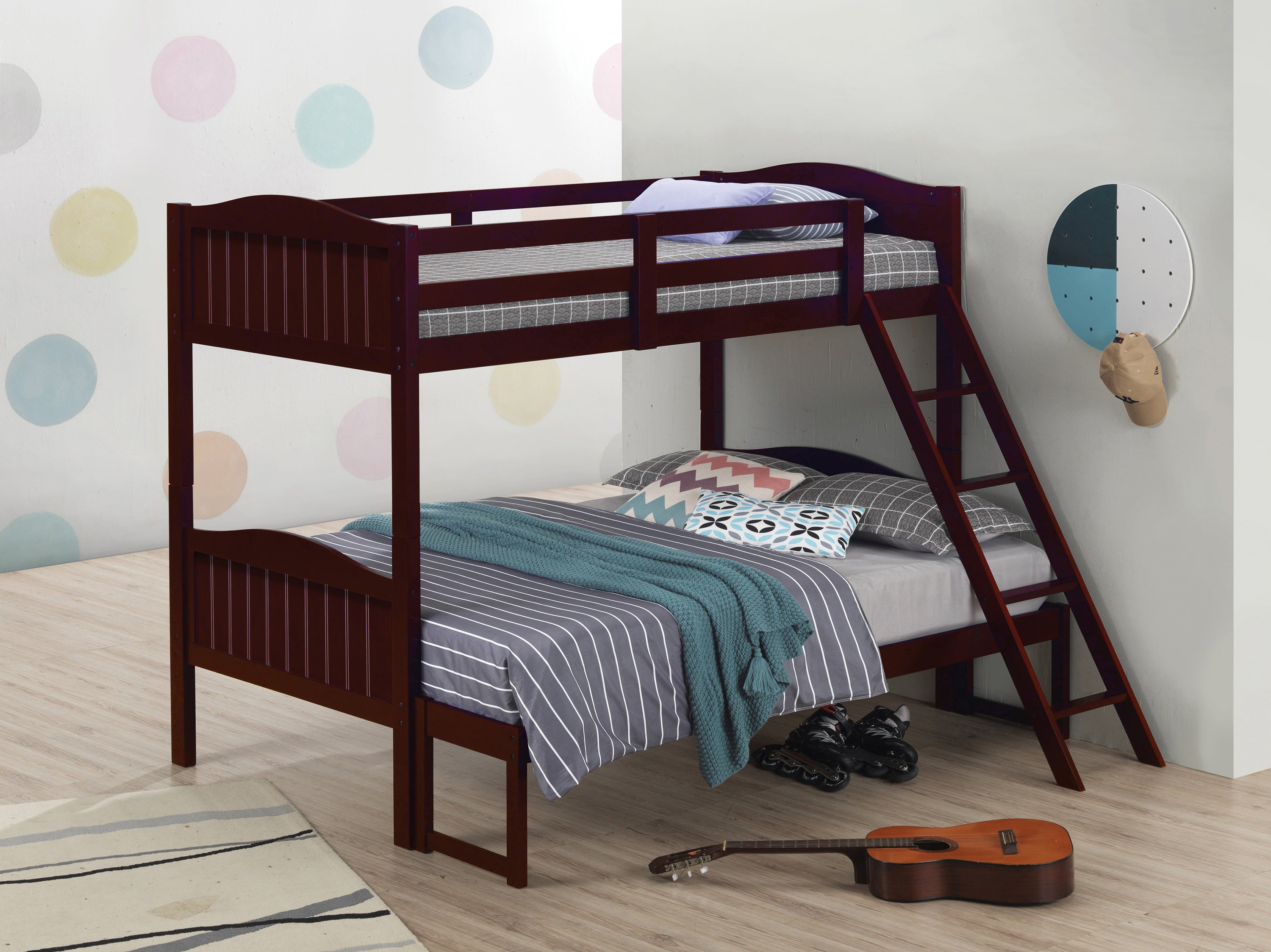 Arlo Twin Over Full Bunk Bed With Ladder Espresso-405054BRN