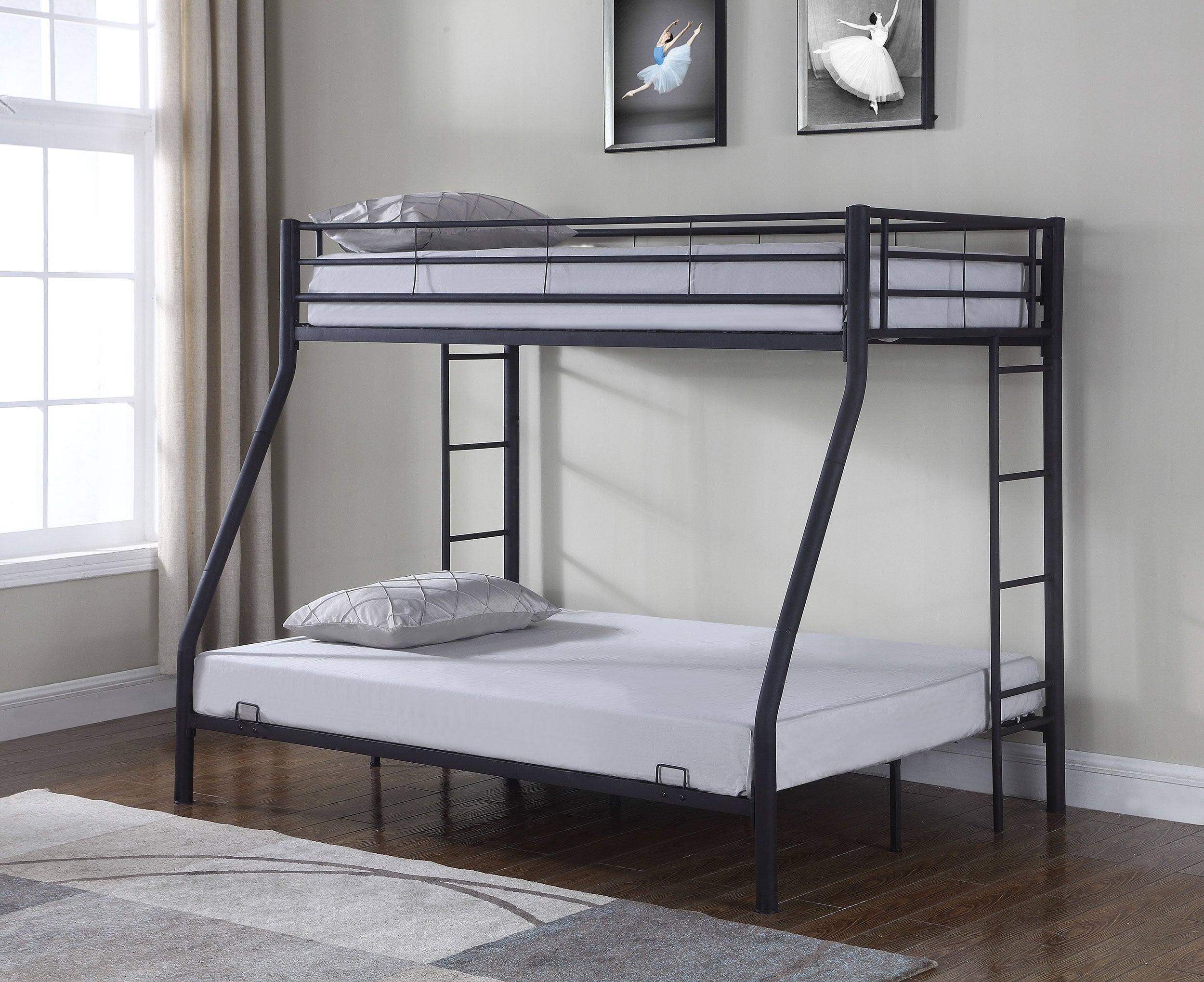 Hayward Metal Twin Over Full Bunk Bed Black-460062B