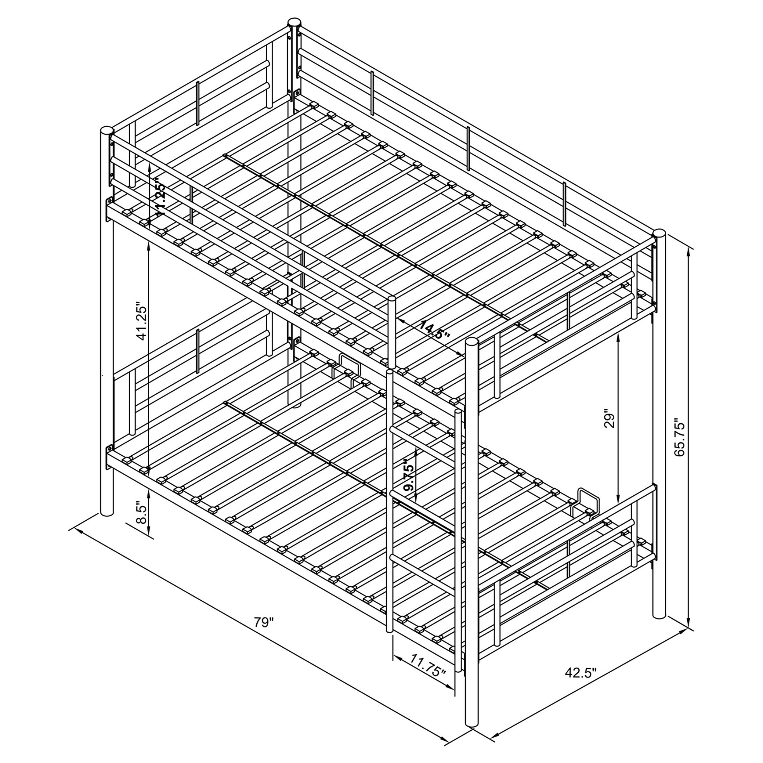 Hayward Twin Over Twin Bunk Bed Silver-460072