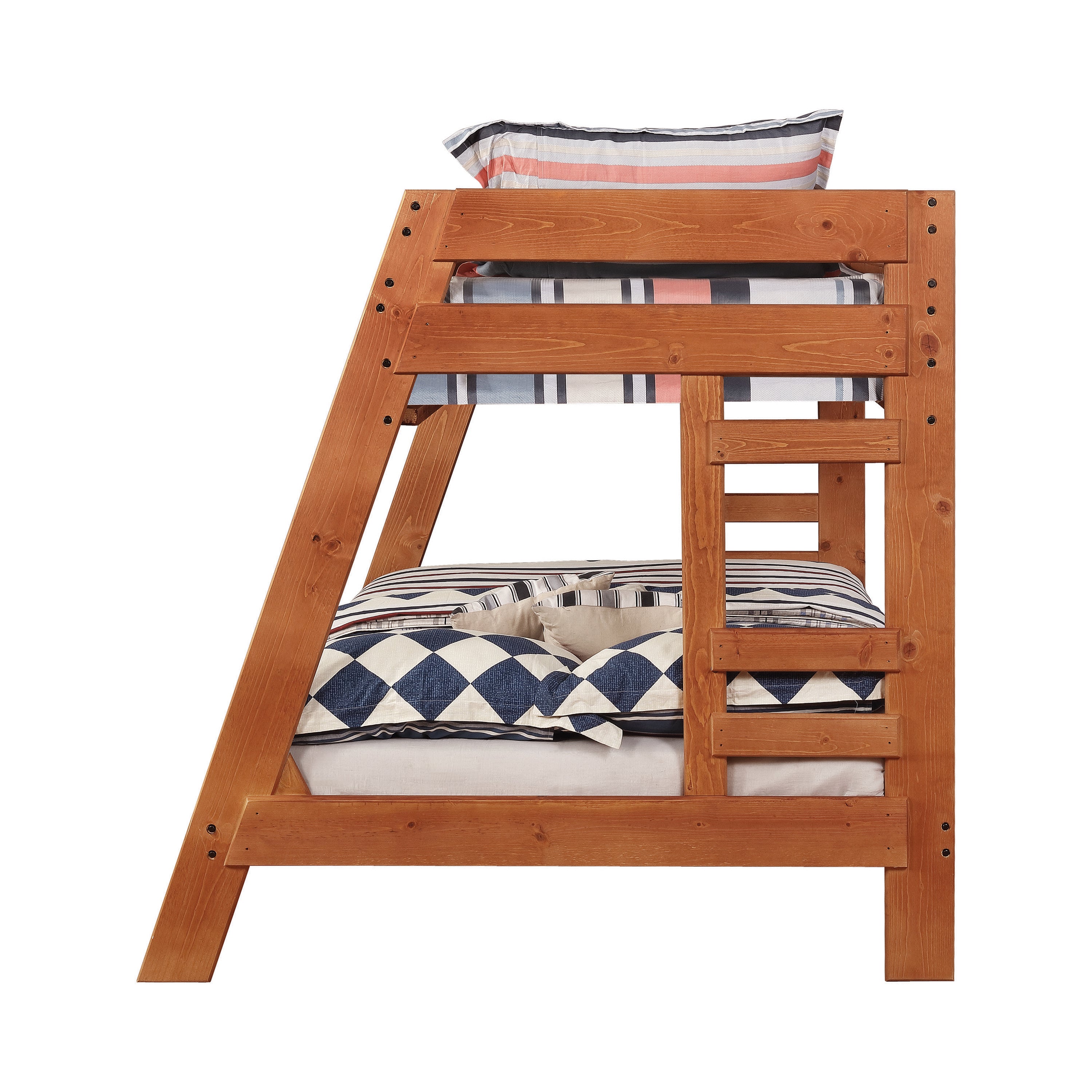 Wrangle Hill Twin Over Full Bunk Bed With Built-In Ladder Amber Wash- 460093