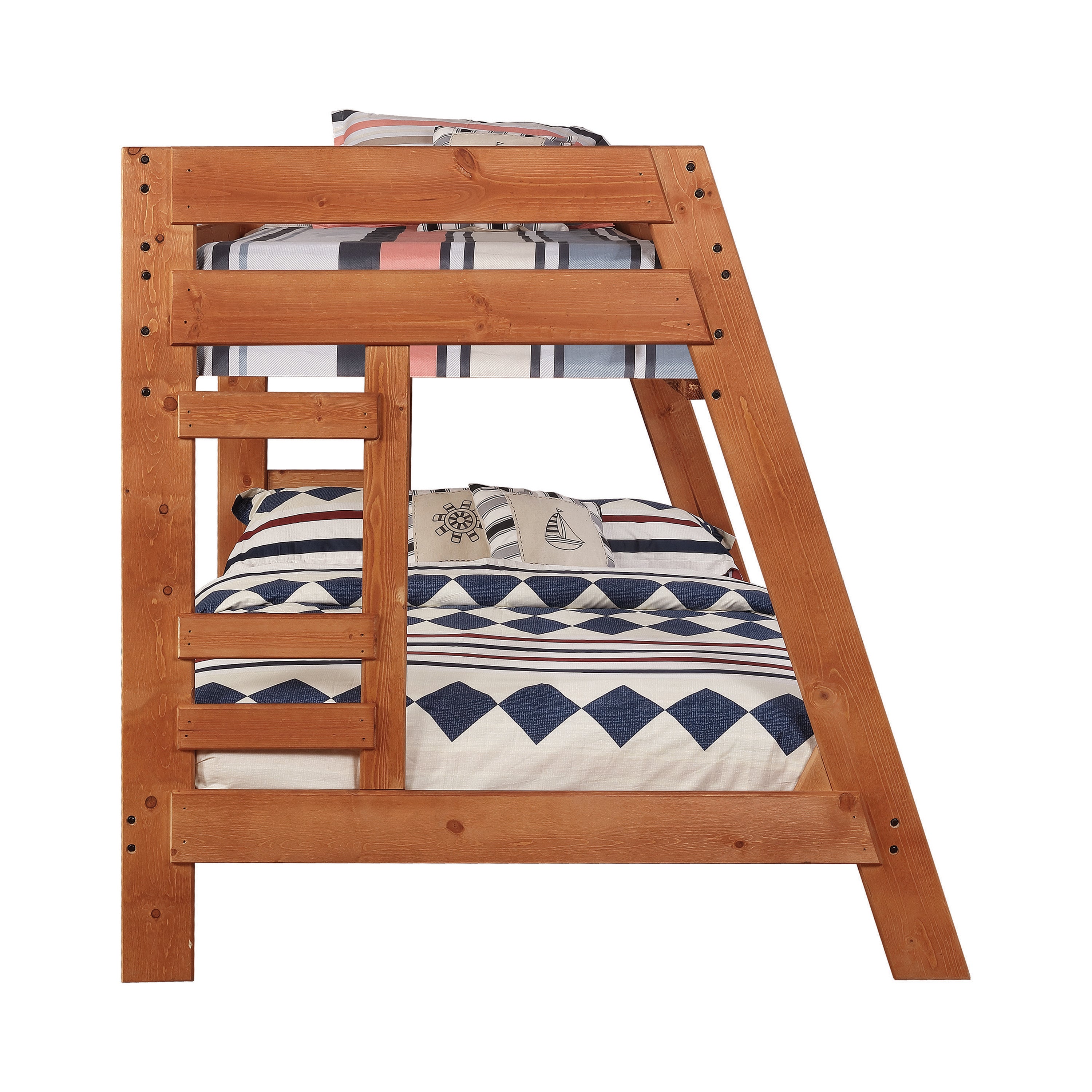 Wrangle Hill Twin Over Full Bunk Bed With Built-In Ladder Amber Wash- 460093