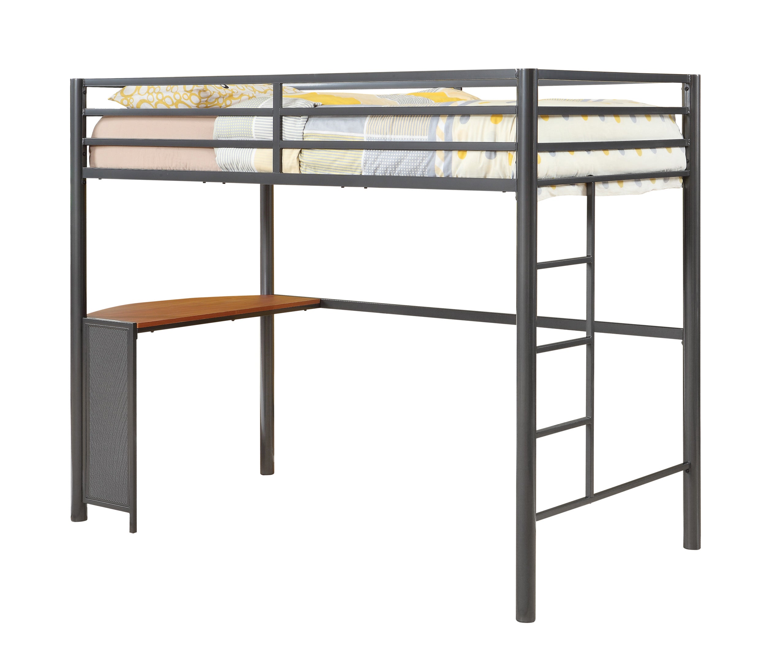 Fisher 2-Piece Metal Workstation Loft Bed Set Gunmetal-460229-S2F