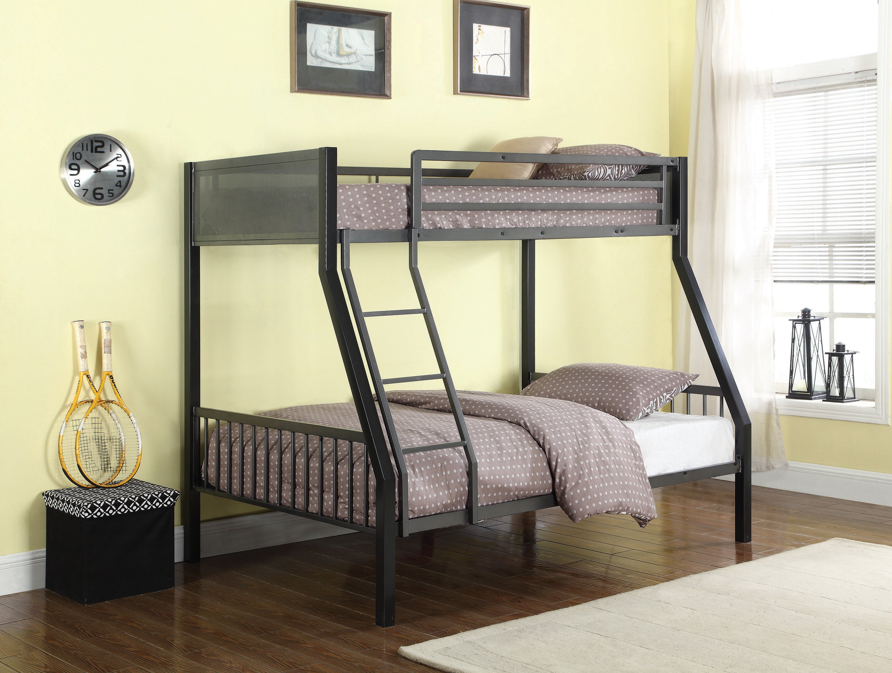 Meyers Twin Over Full Metal Bunk Bed Black And Gunmetal-460391