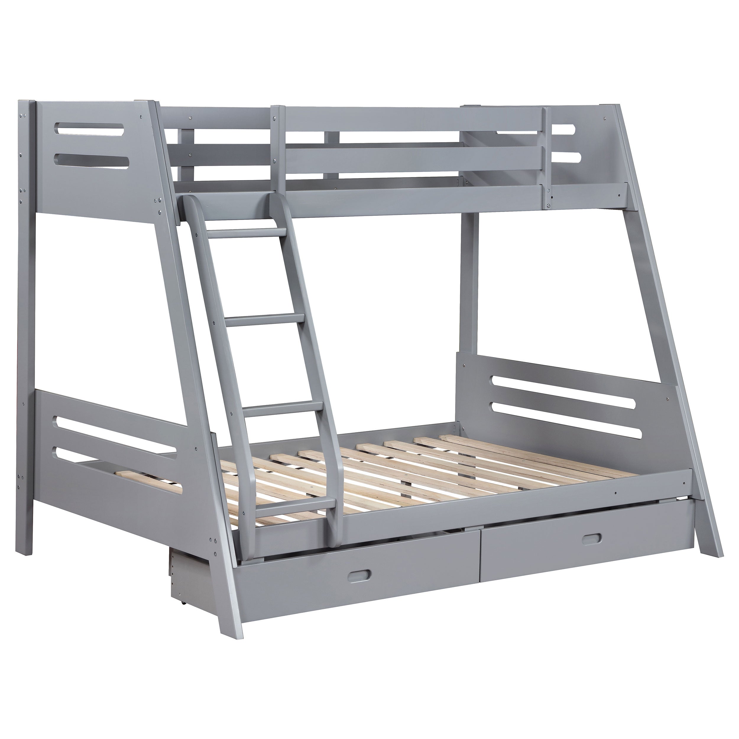 Trisha Wood Twin Over Full Bunk Bed With Storage Drawers Grey-460562TF