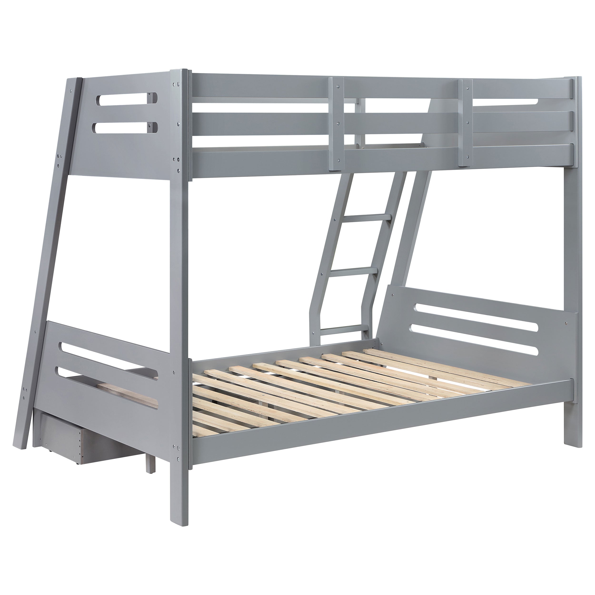 Trisha Wood Twin Over Full Bunk Bed With Storage Drawers Grey-460562TF