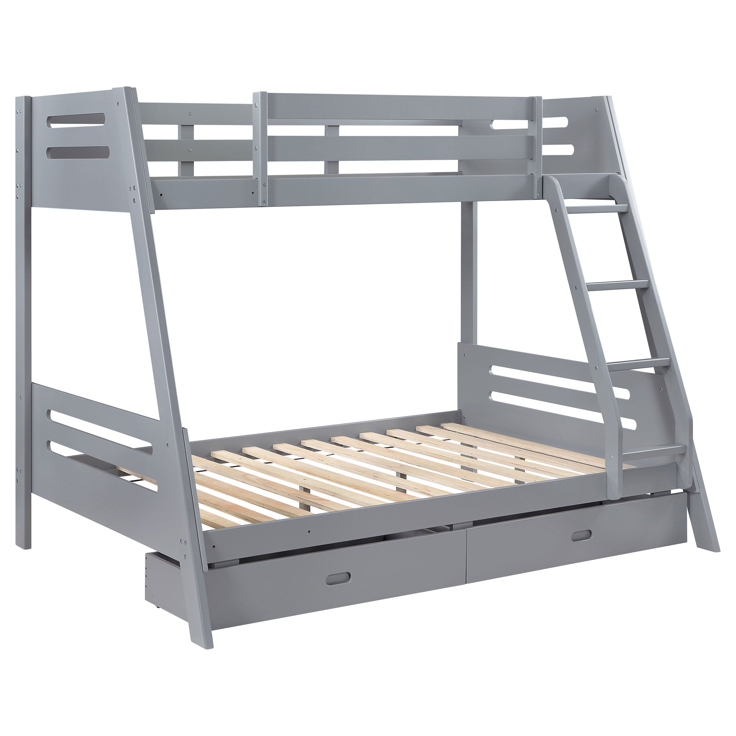 Trisha Wood Twin Over Full Bunk Bed With Storage Drawers Grey-460562TF