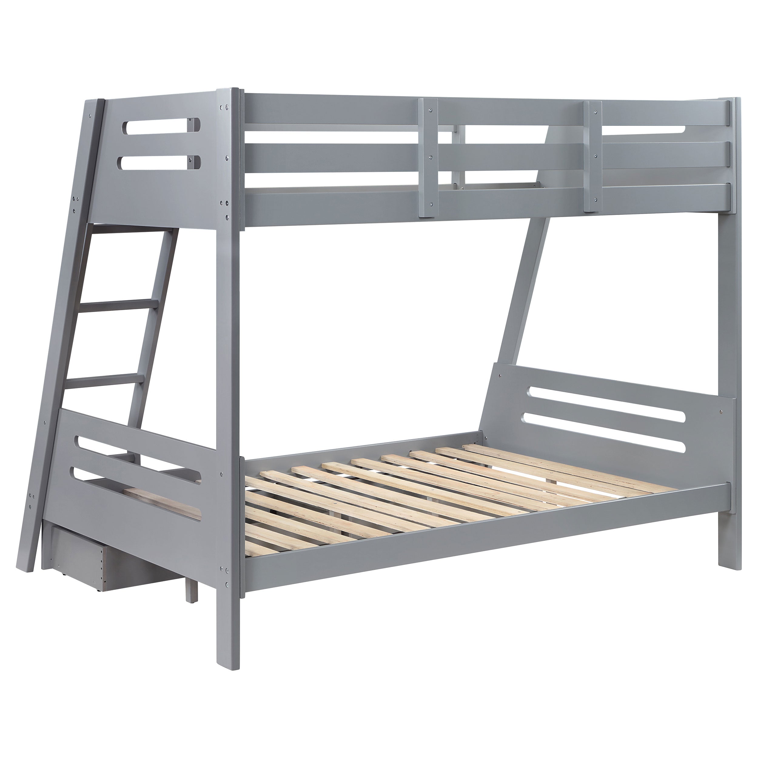 Trisha Wood Twin Over Full Bunk Bed With Storage Drawers Grey-460562TF