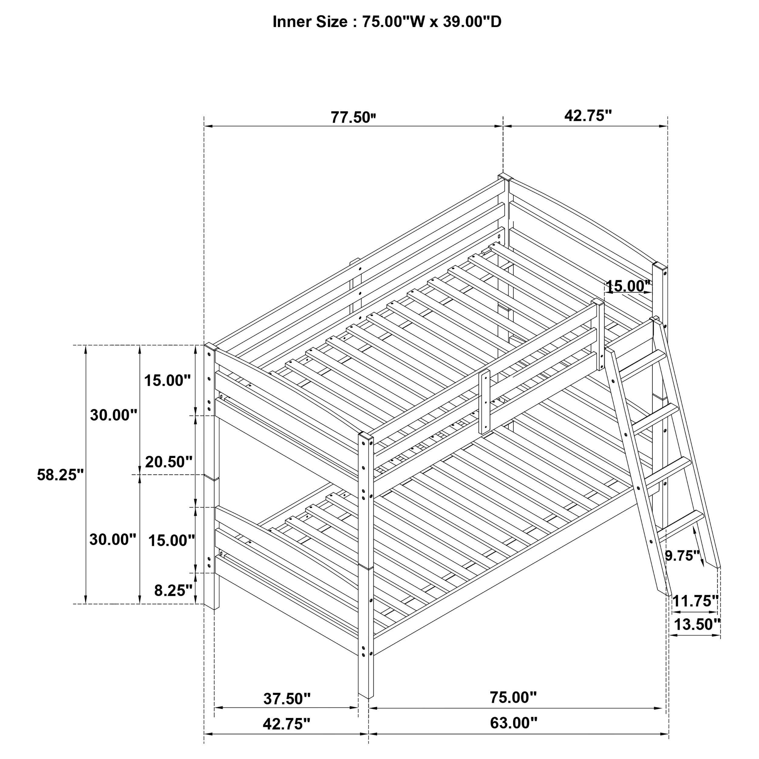 Rhea Wood Twin Over Twin Bunk Bed Grey-460563T