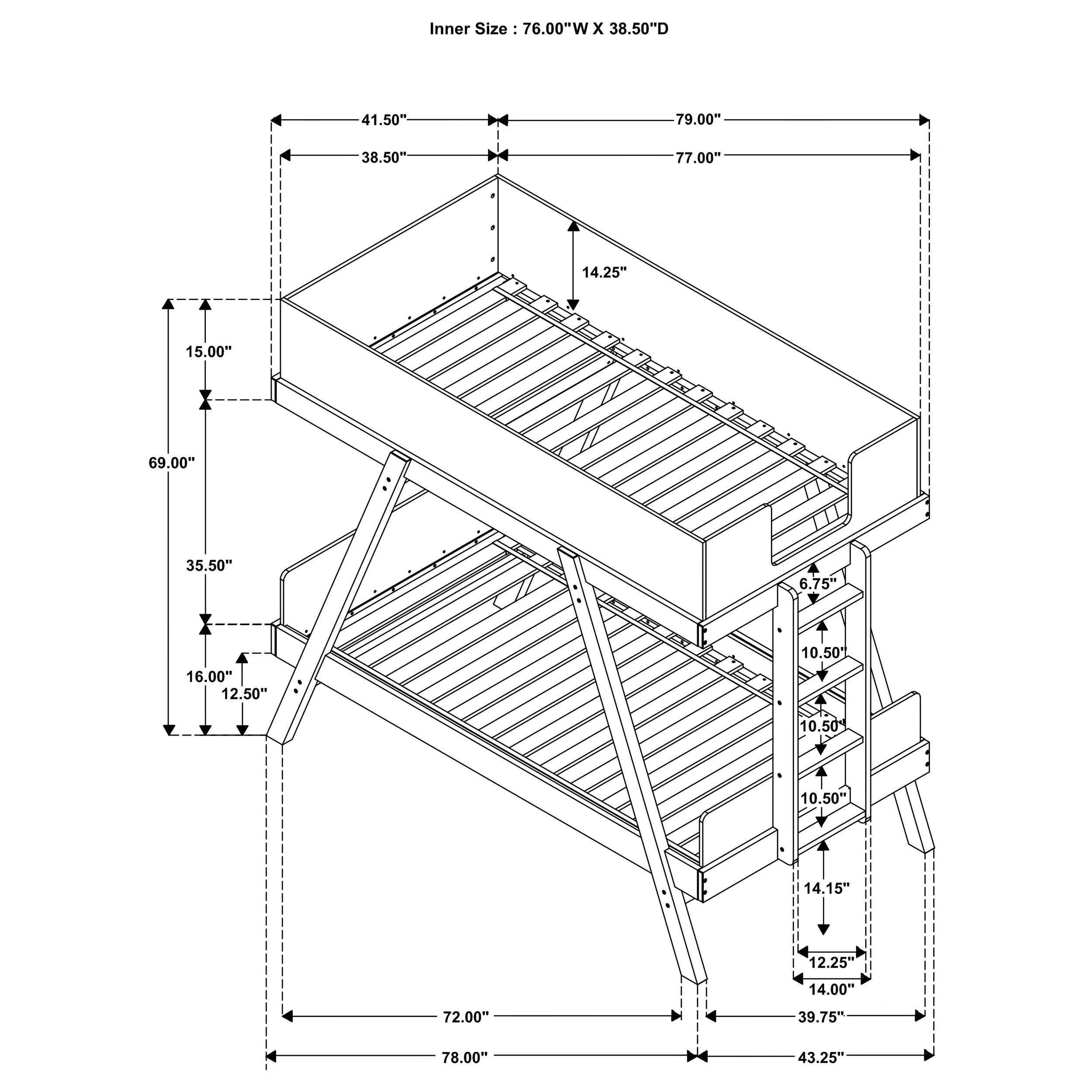 Frankie Wood Twin Over Twin Bunk Bed Van Courtland Blue And Natural-460572T