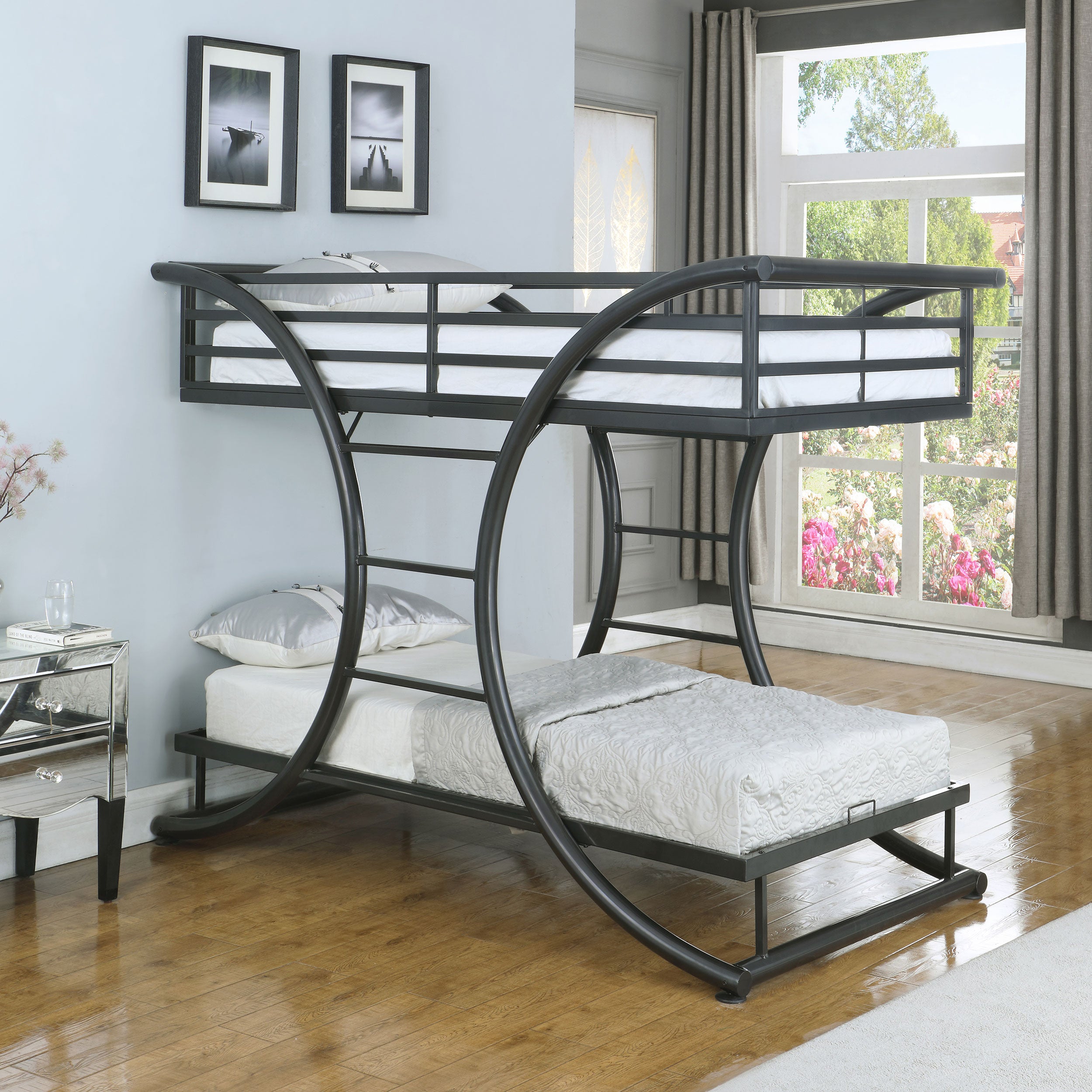 Stephan Metal Twin Over Twin Bunk Bed Gunmetal-461078