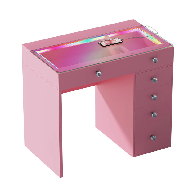 Diana Vanity Desk- 6 Storage Drawers  VNT-VD6 RGB-WHT