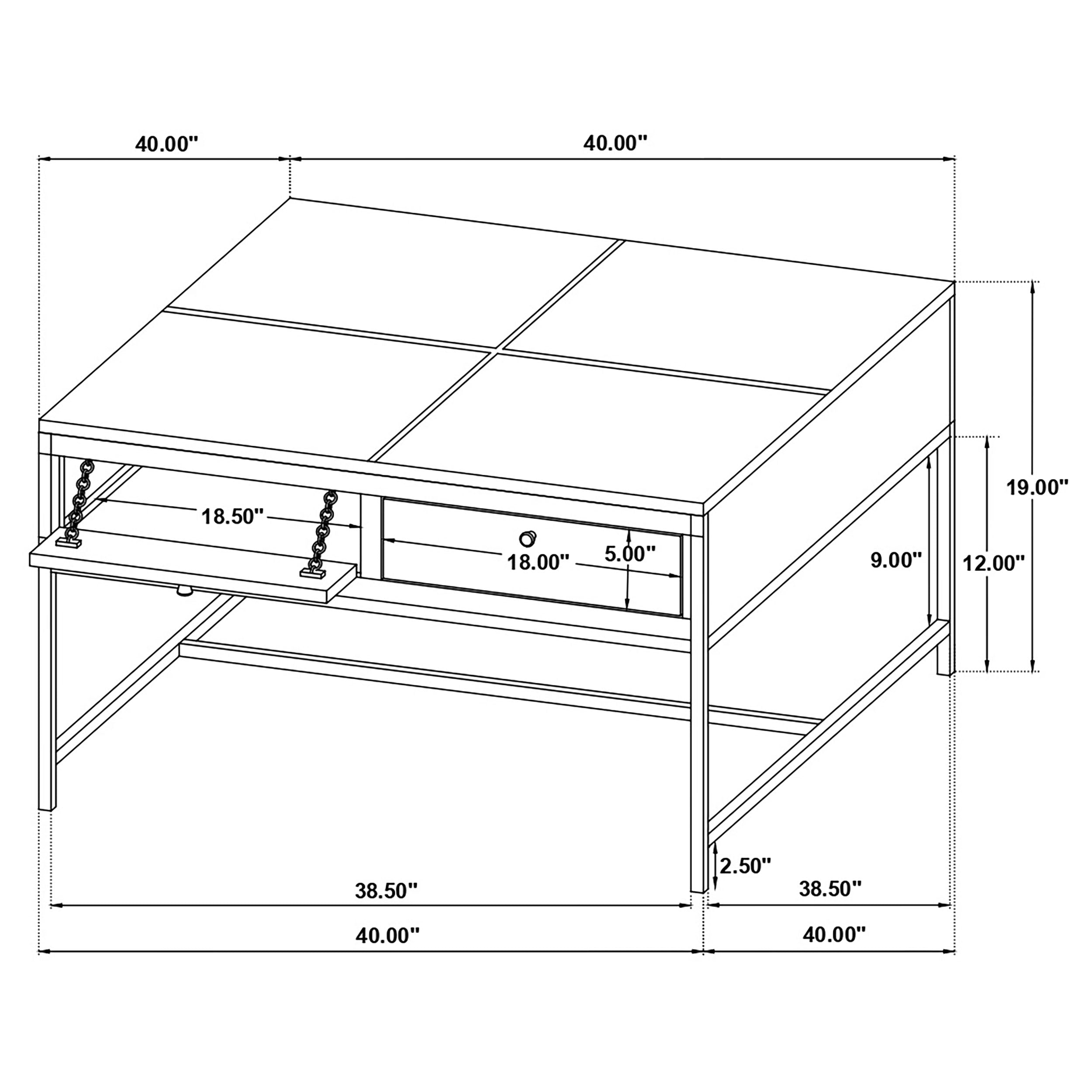 Stephie 4-Drawer Square Clear Glass Top Coffee Table Honey Brown-704698