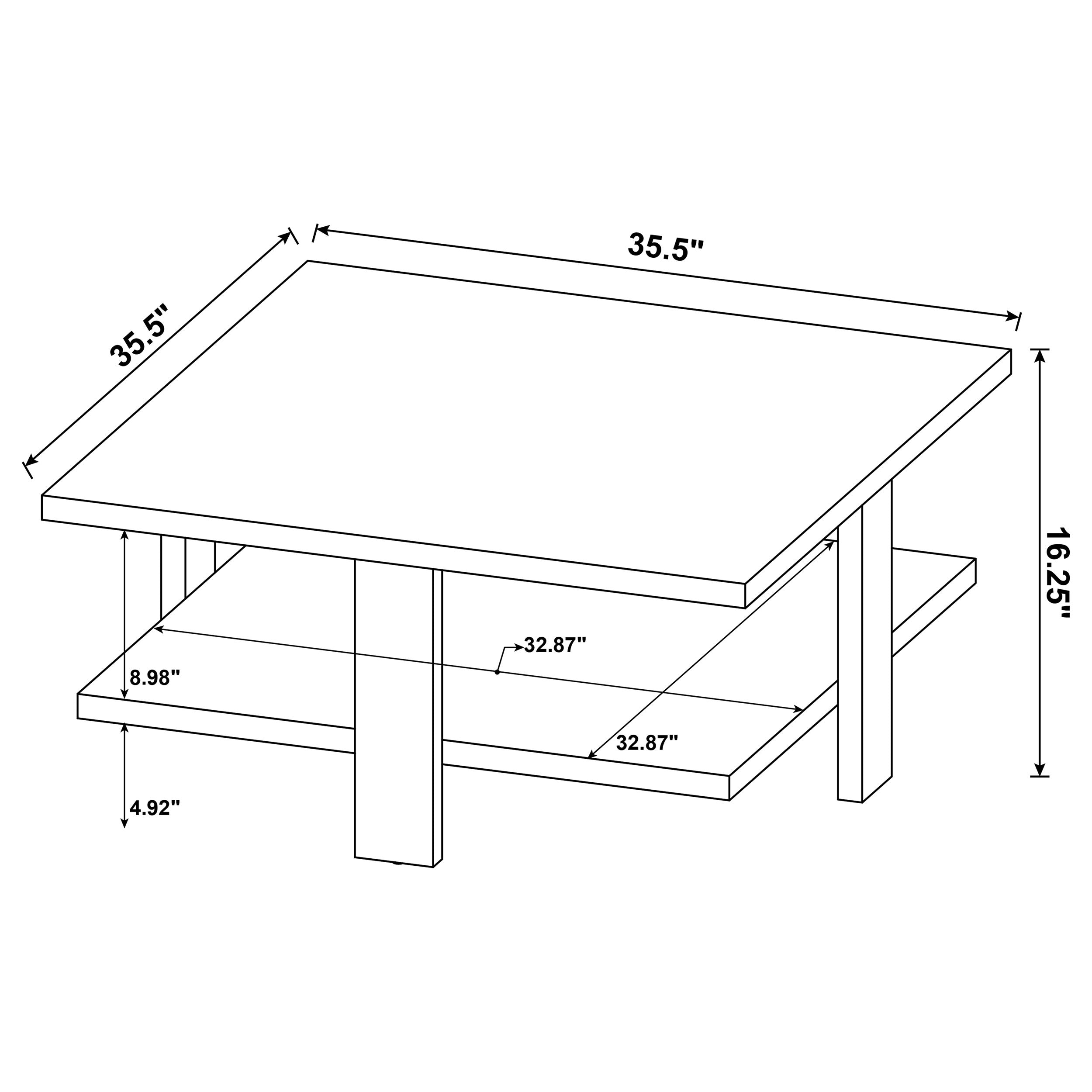 Dawn Square Engineered Wood Coffee Table With Shelf Mango-707718