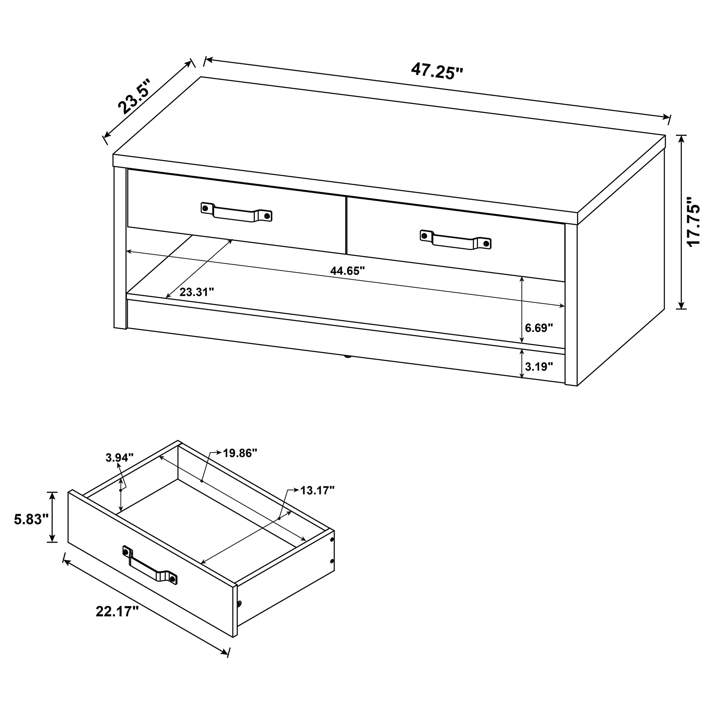 Felix 2-Drawer Rectangular Engineered Wood Coffee Table Grey Driftwood-707728