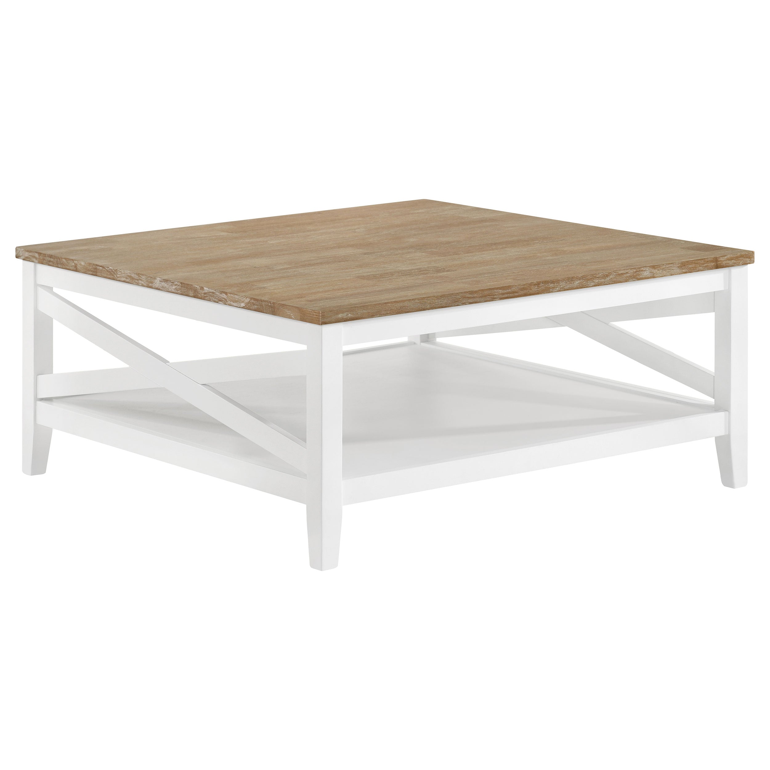 Maisy Square Wooden Coffee Table With Shelf Brown And White-708098