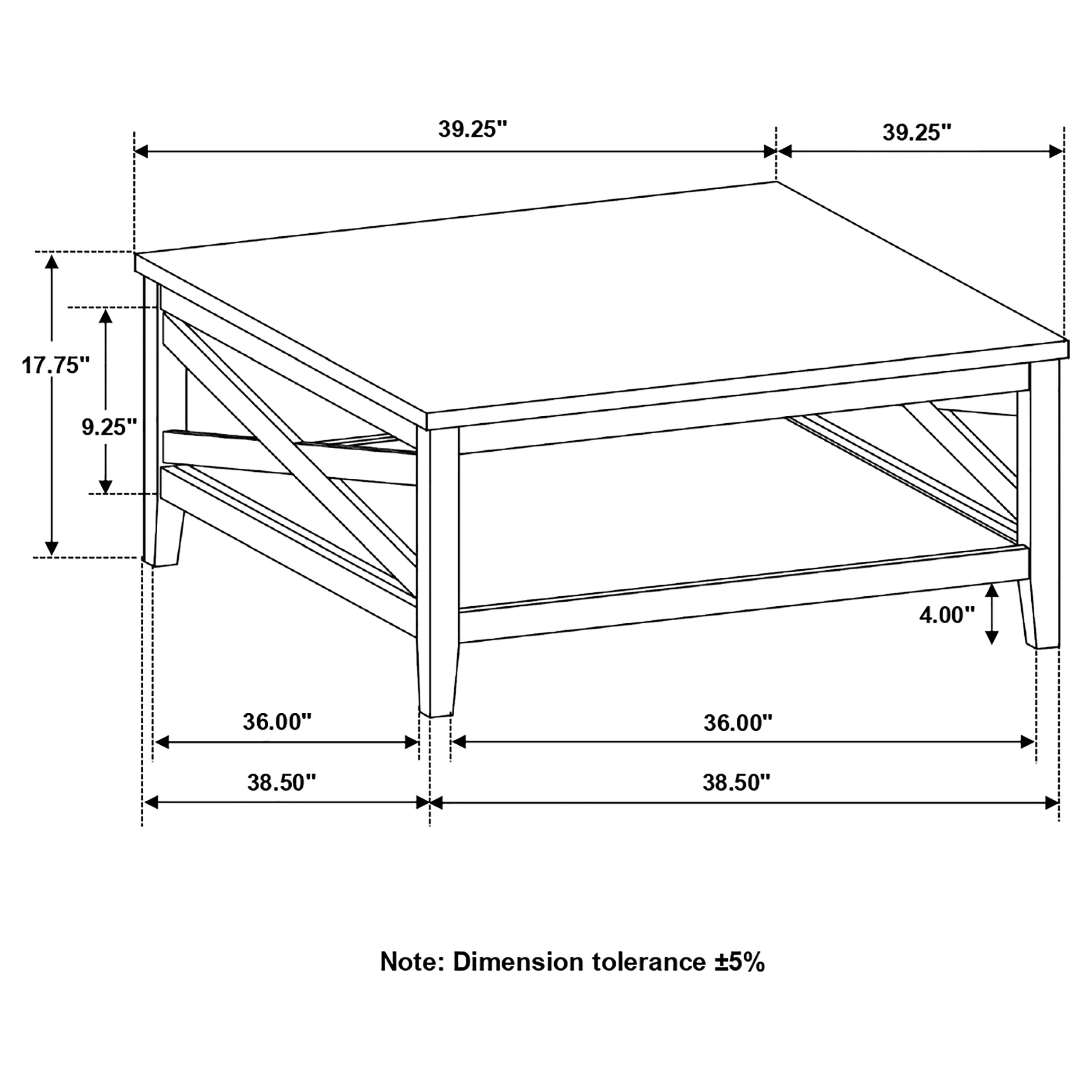 Maisy Square Wooden Coffee Table With Shelf Brown And White-708098