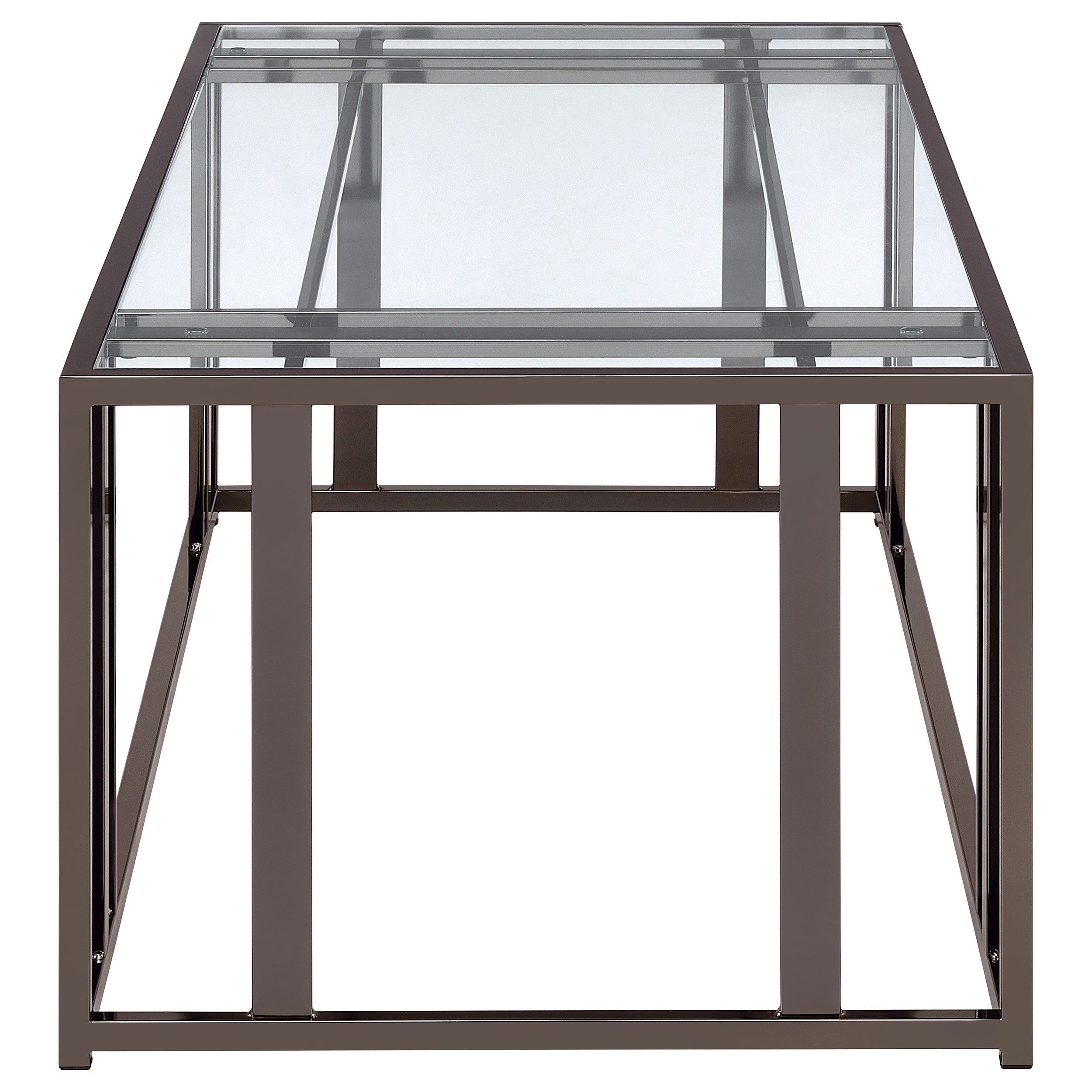 Adri Rectangular Glass Top Coffee Table Clear And Black Nickel-708358