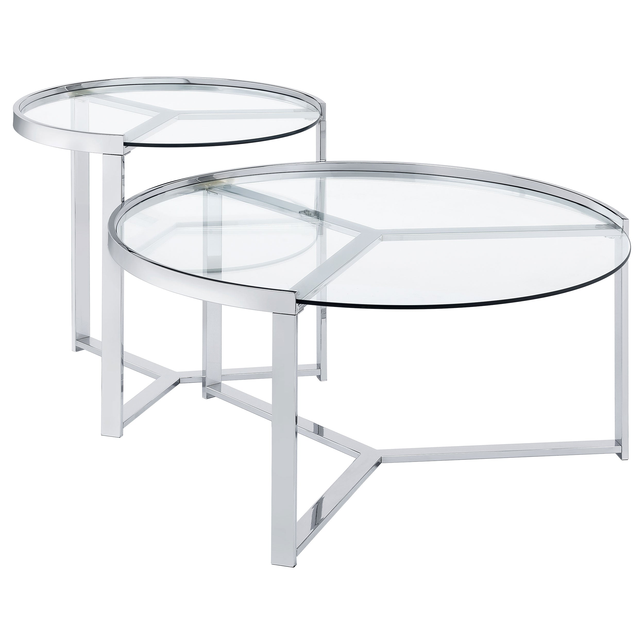 Delia 2-Piece Round Glass Top Nesting Coffee Table Clear And Chrome-708400