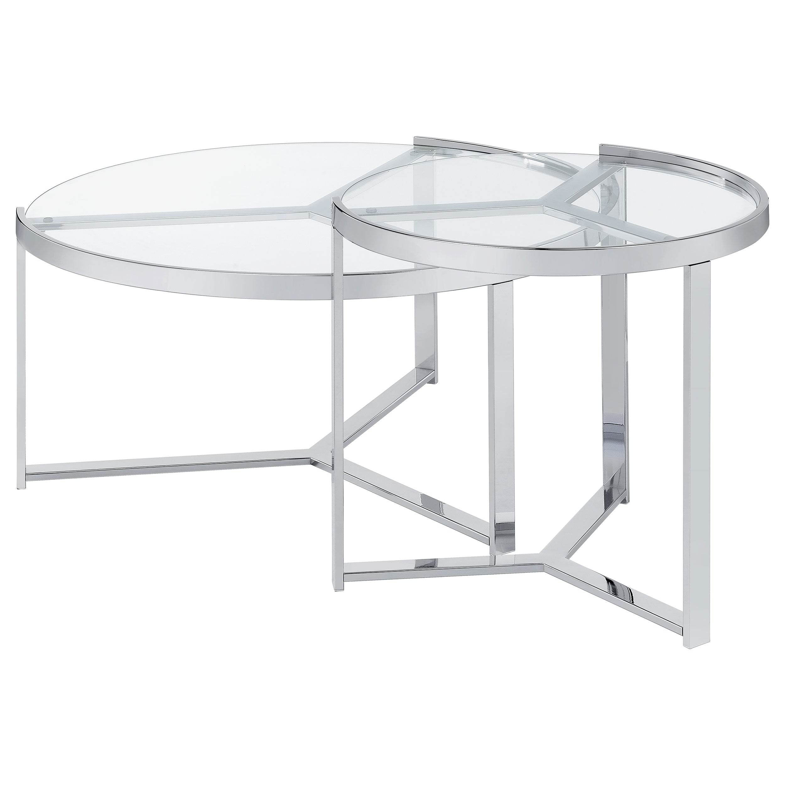 Delia 2-Piece Round Glass Top Nesting Coffee Table Clear And Chrome-708400