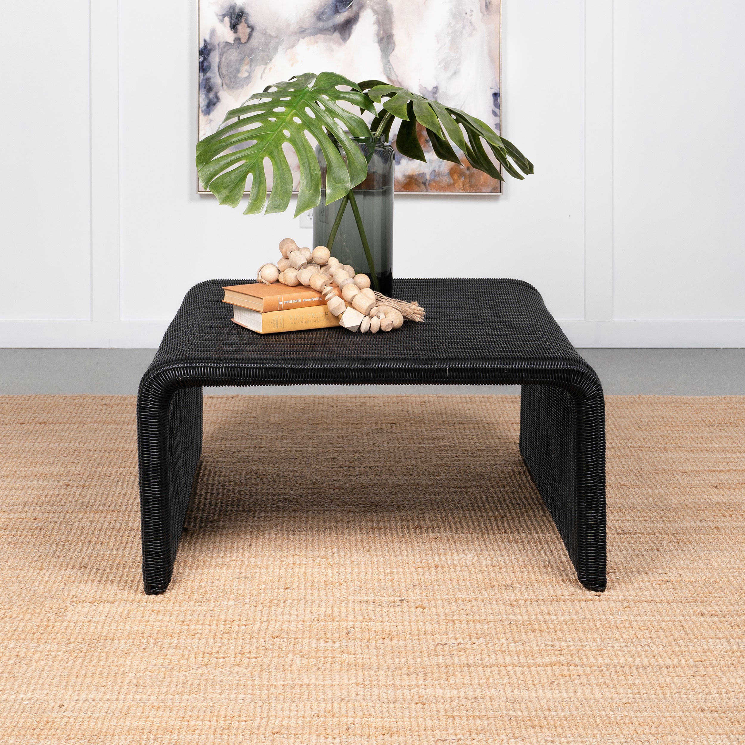 Cahya Woven Rattan Sqaure Coffee Table Black--708518