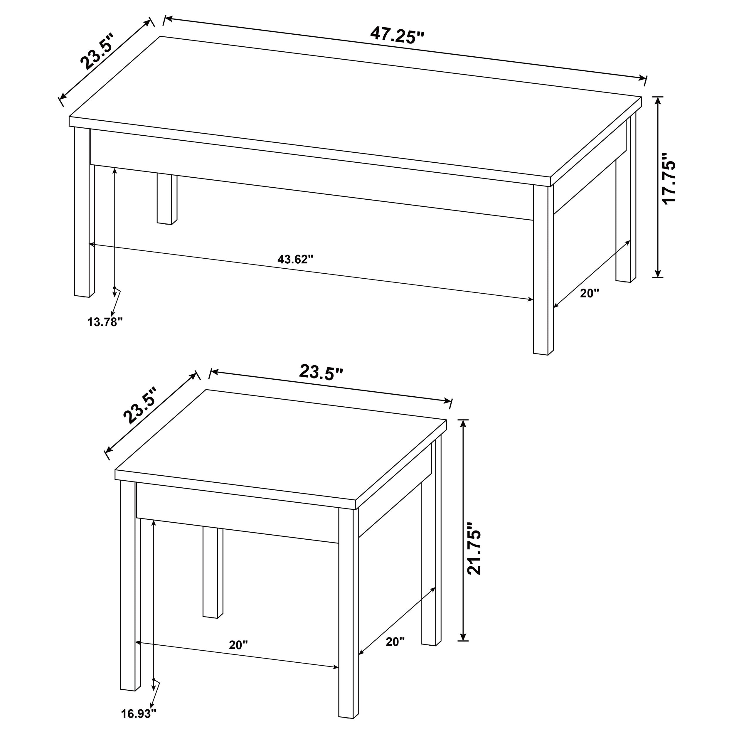 Stacie 3-Piece Composite Wood Coffee Table Set Antique Pine And White- 709950