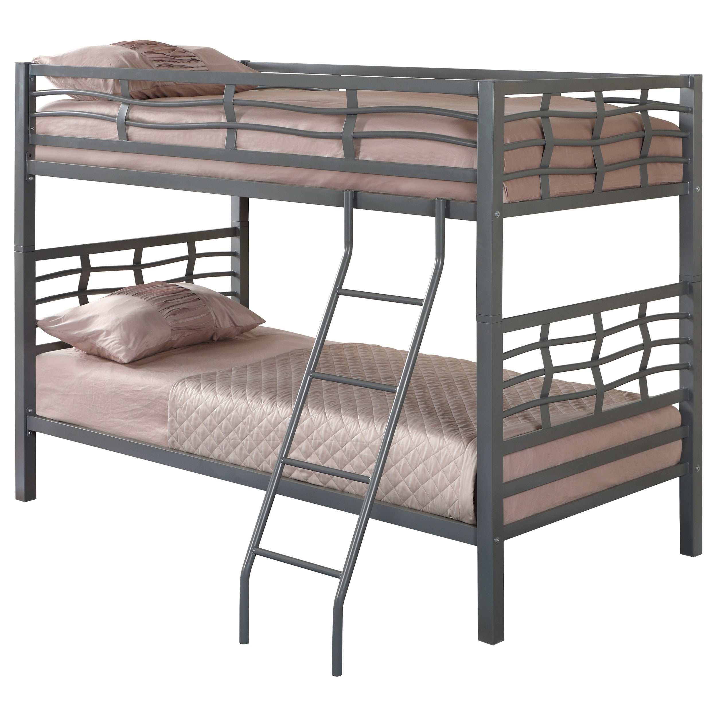 Fairfax Metal Twin Over Twin Bunk Bed Light Gunmetal-7395