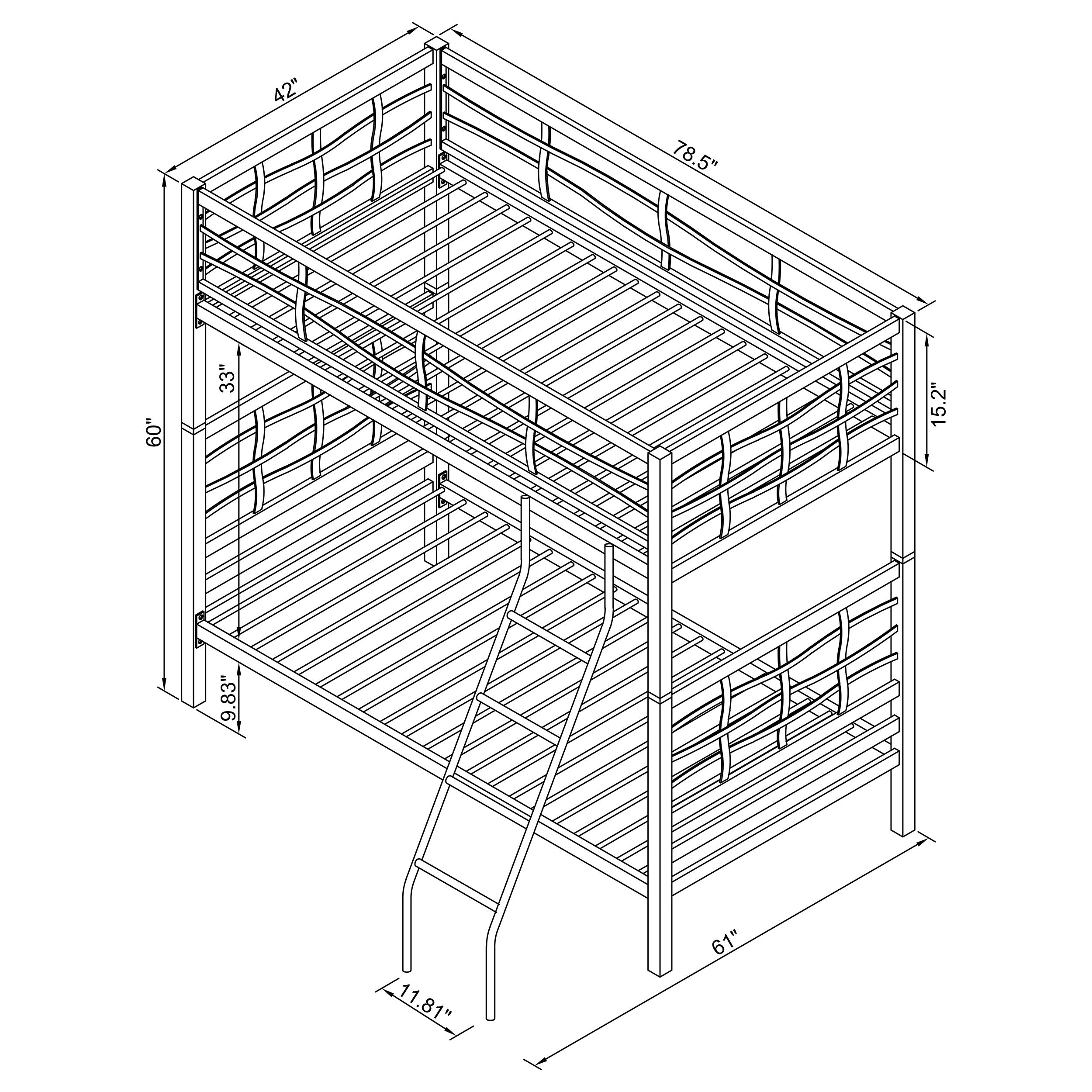 Fairfax Metal Twin Over Twin Bunk Bed Light Gunmetal-7395