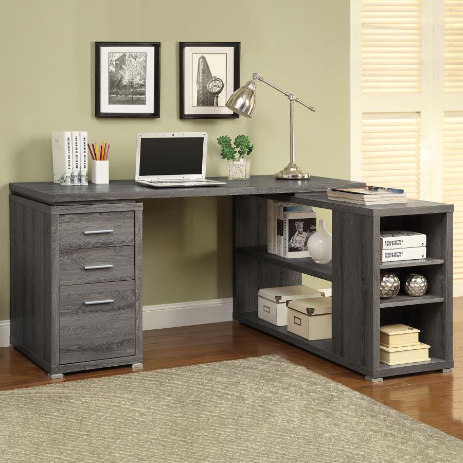 Yvette L-shape Office Desk Weathered Grey - 800518