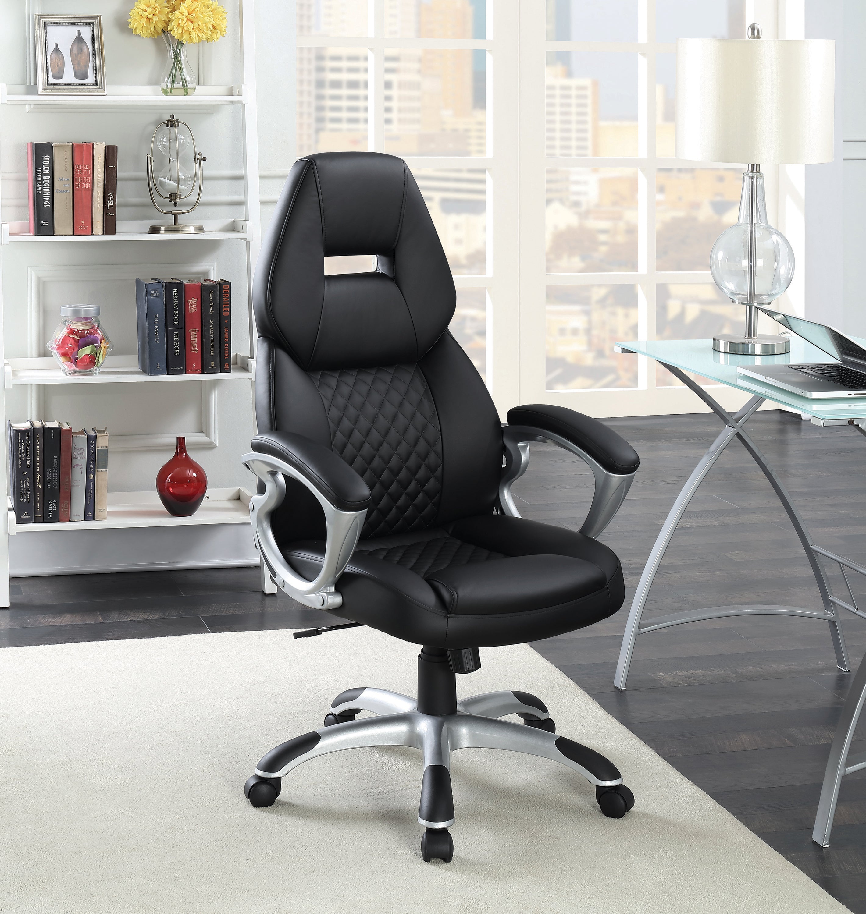 Bruce Upholstered Adjustable Home Office Desk Chair Black-801296