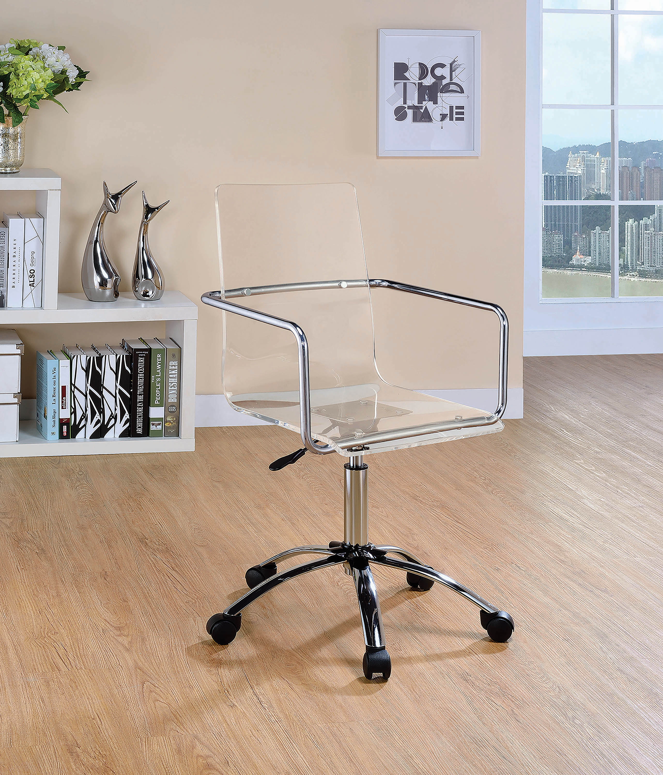 Amaturo Office Chair With Casters Clear And Chrome-801436