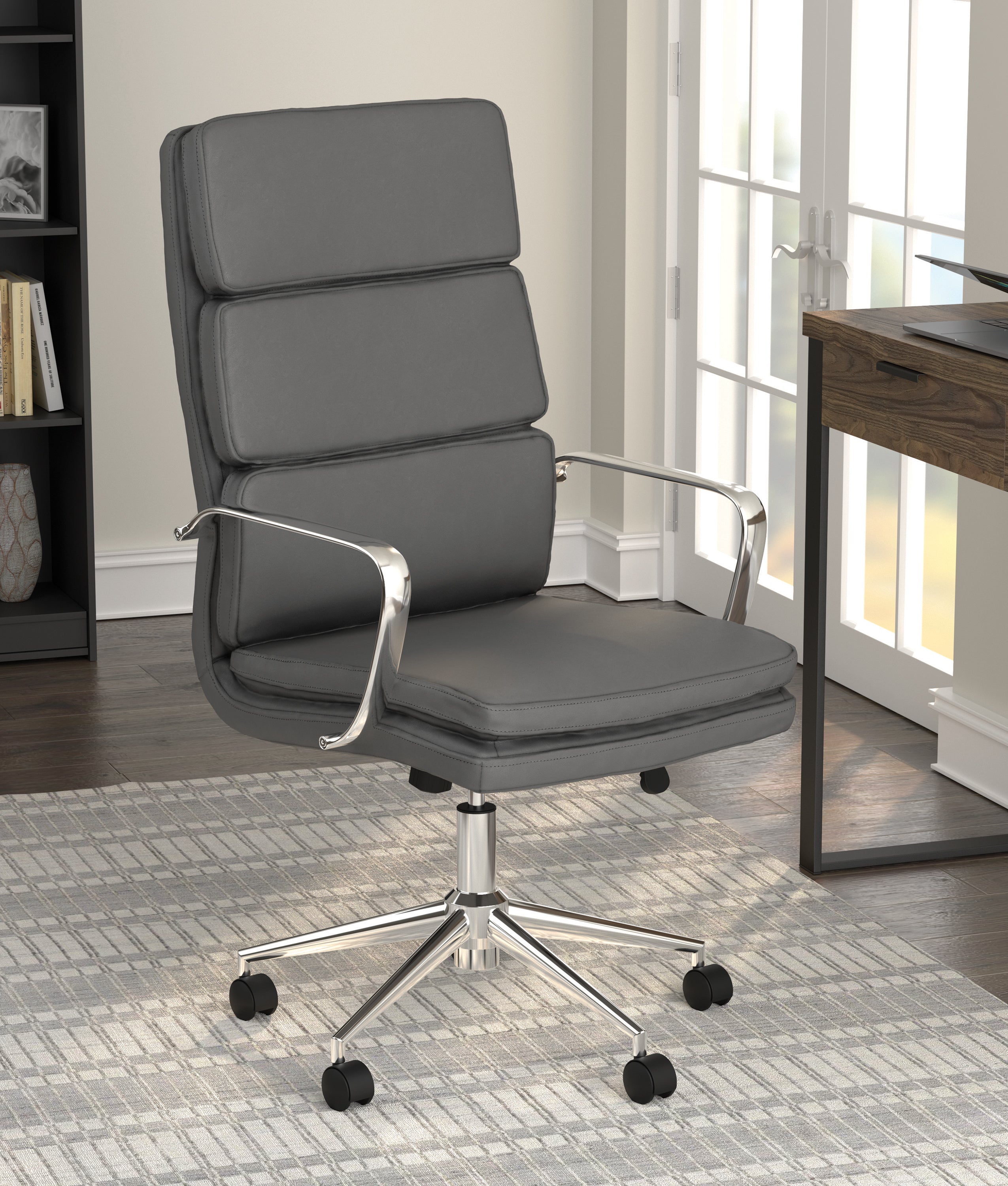 Ximena Upholstered Adjustable High Back Office Chair Grey-801745