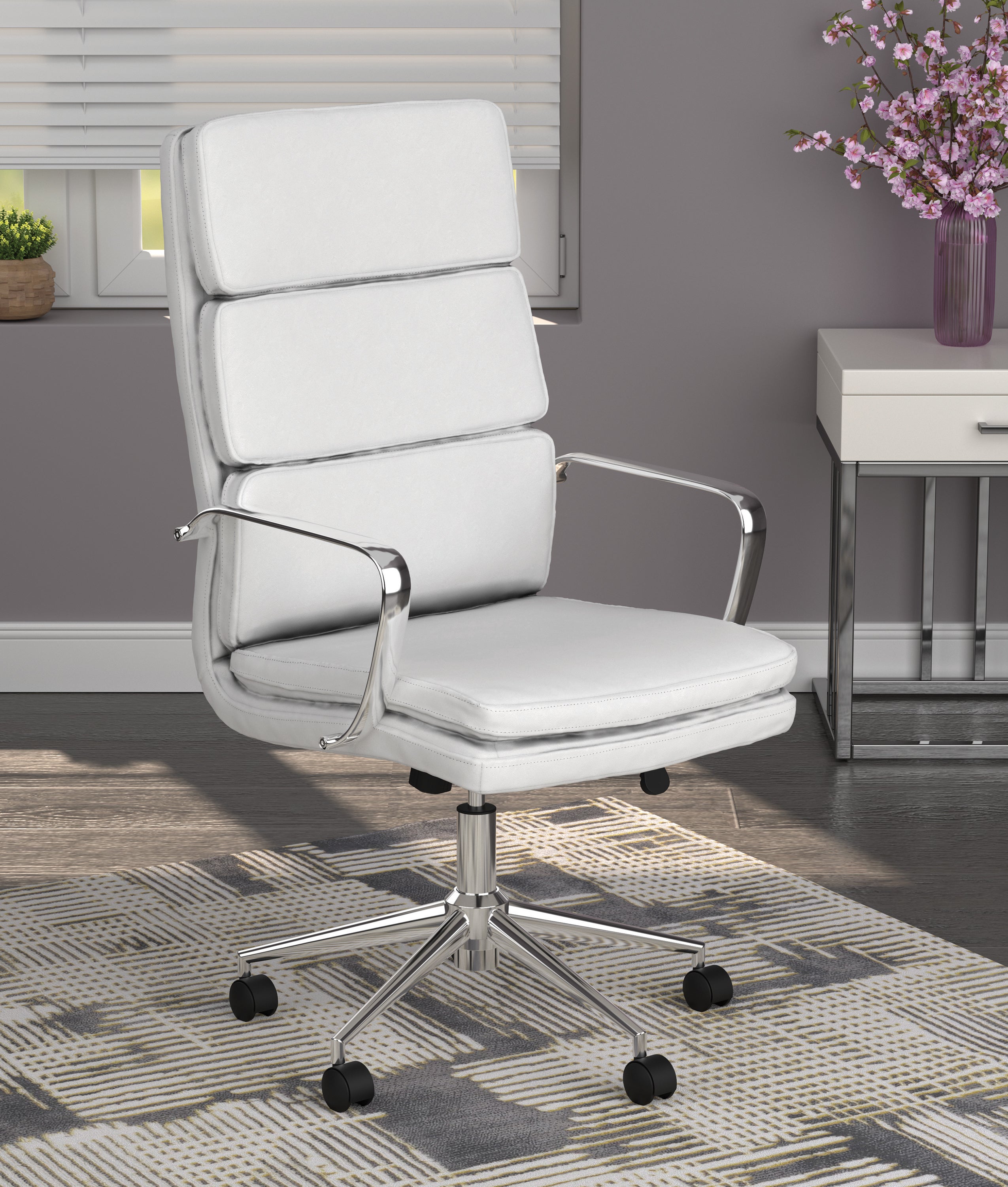 Ximena Upholstered Adjustable High Back Office Chair White-801746