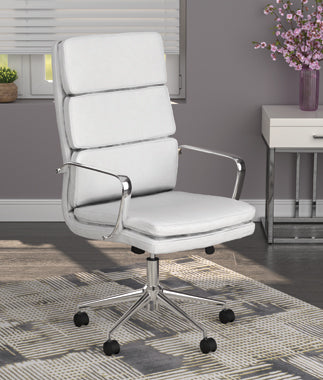 Ximena Upholstered Adjustable High Back Office Chair White-801746