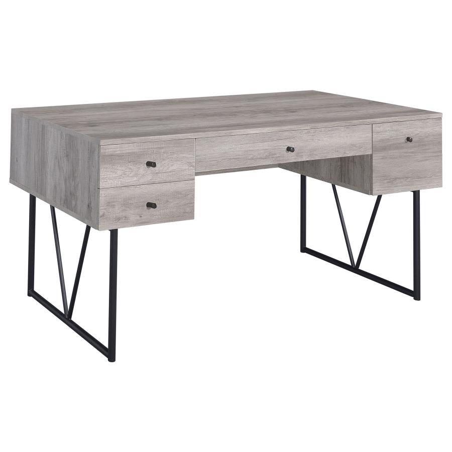 Analiese 4-drawer Writing Desk Grey Driftwood - 801999