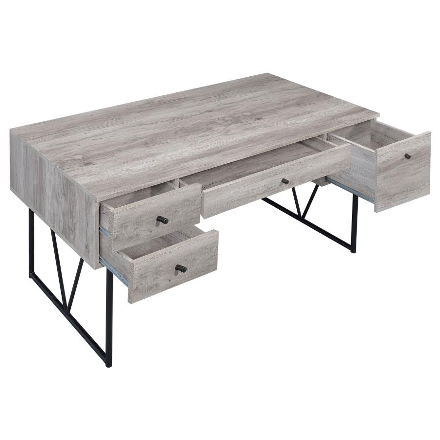 Analiese 4-drawer Writing Desk Grey Driftwood - 801999