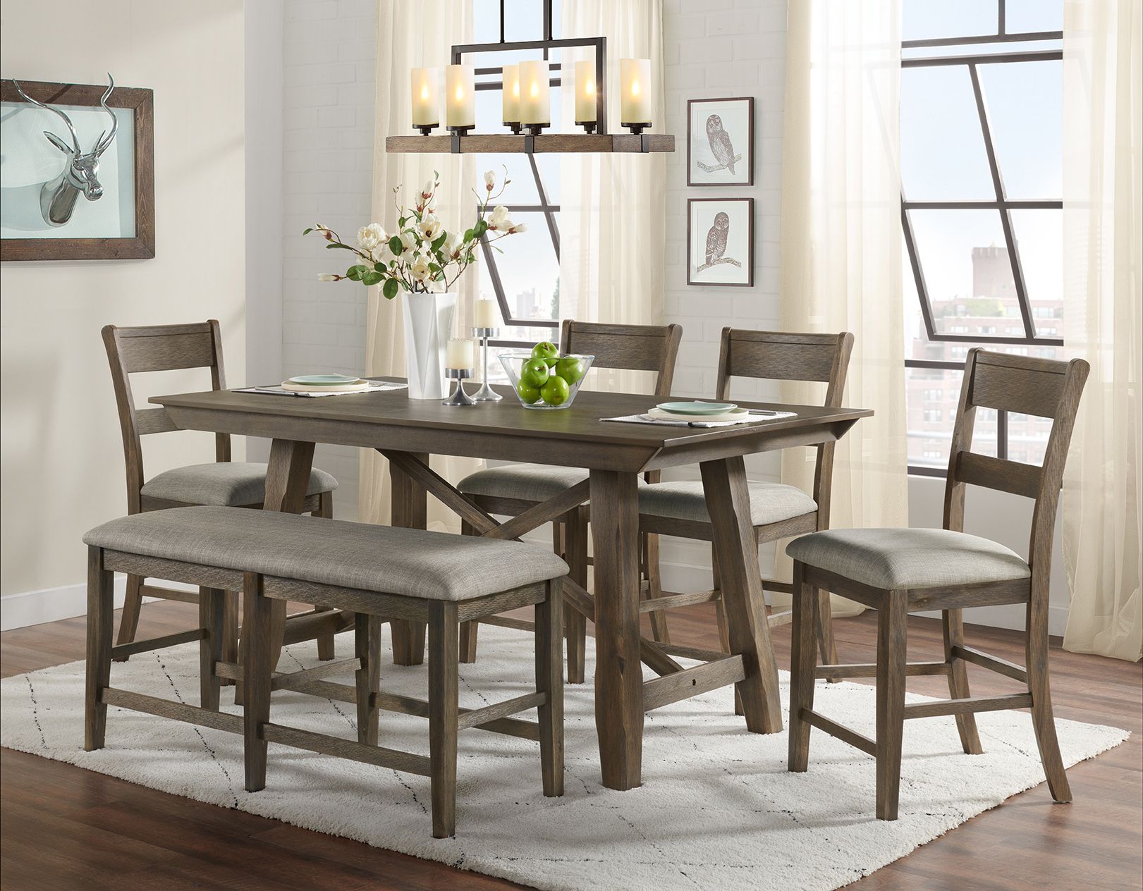 Hillcrest 6 Piece Counter Height Dining Set - VH4300-6PC