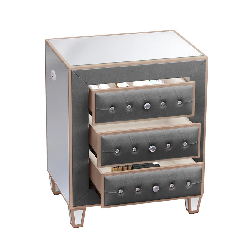 Velvet bedside table-grey