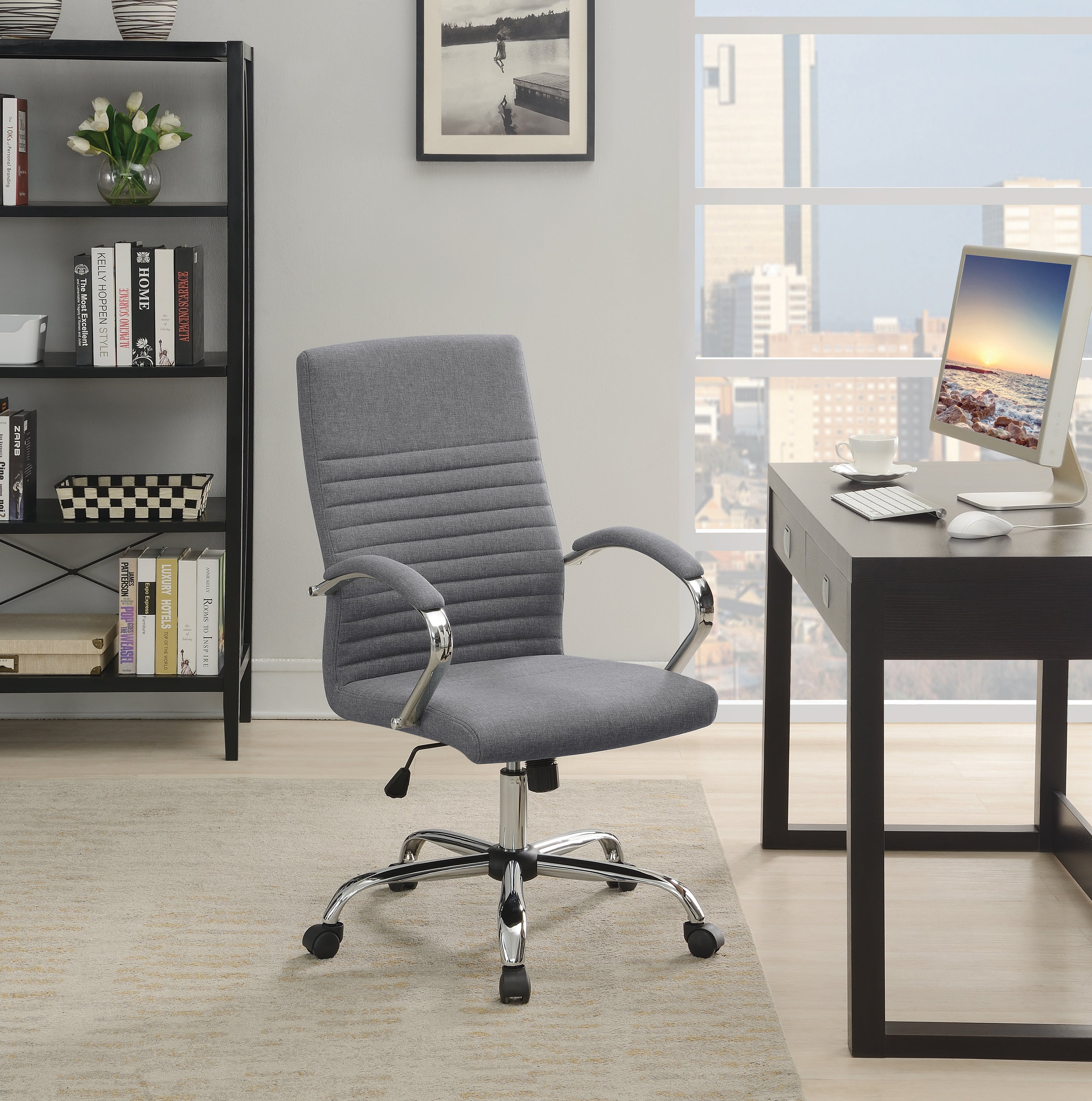 Abisko Upholstered Office Chair With Casters Grey And Chrome-881217