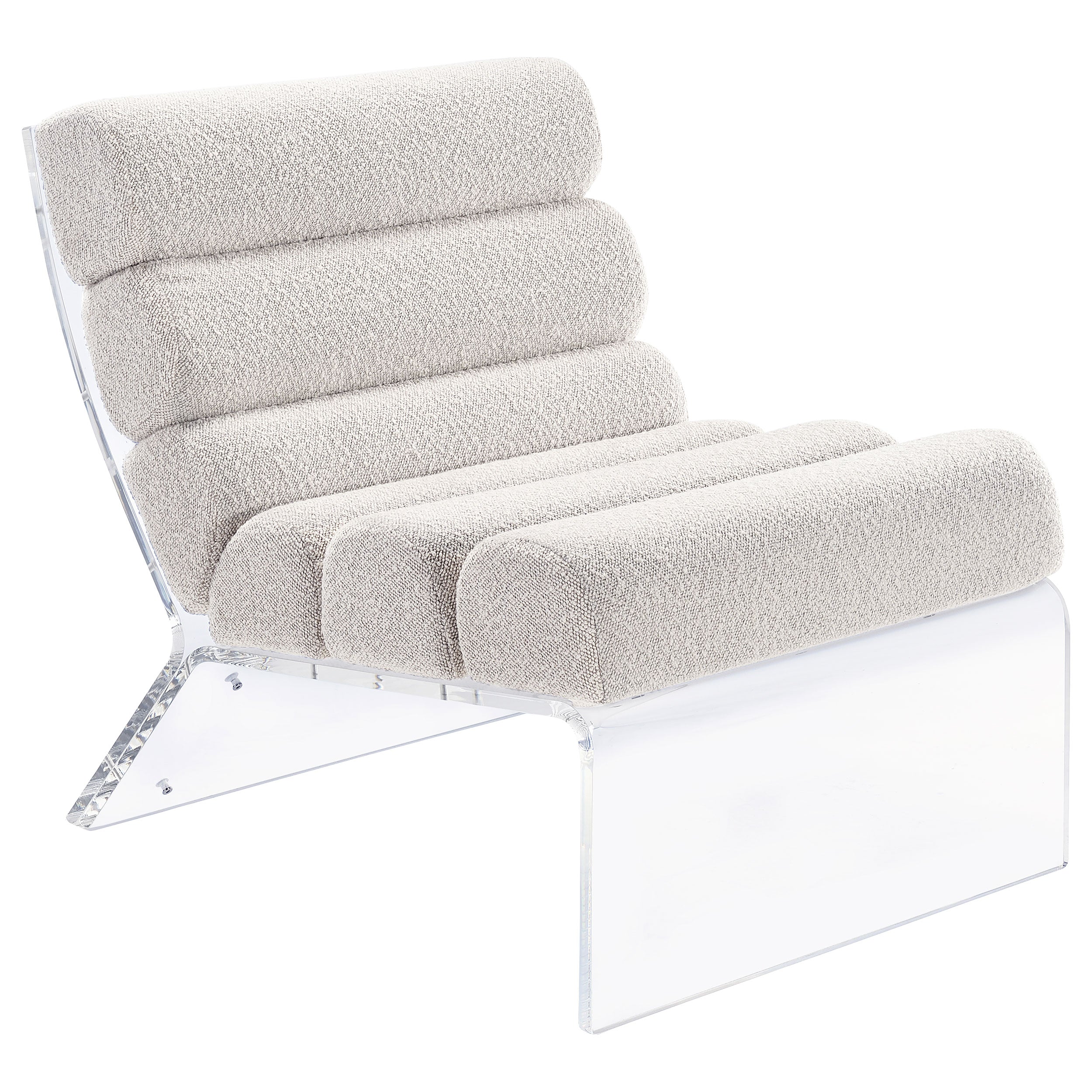 Serreta Boucle Upholstered Armless Accent Chair With Clear Acrylic Frame Ivory-903161