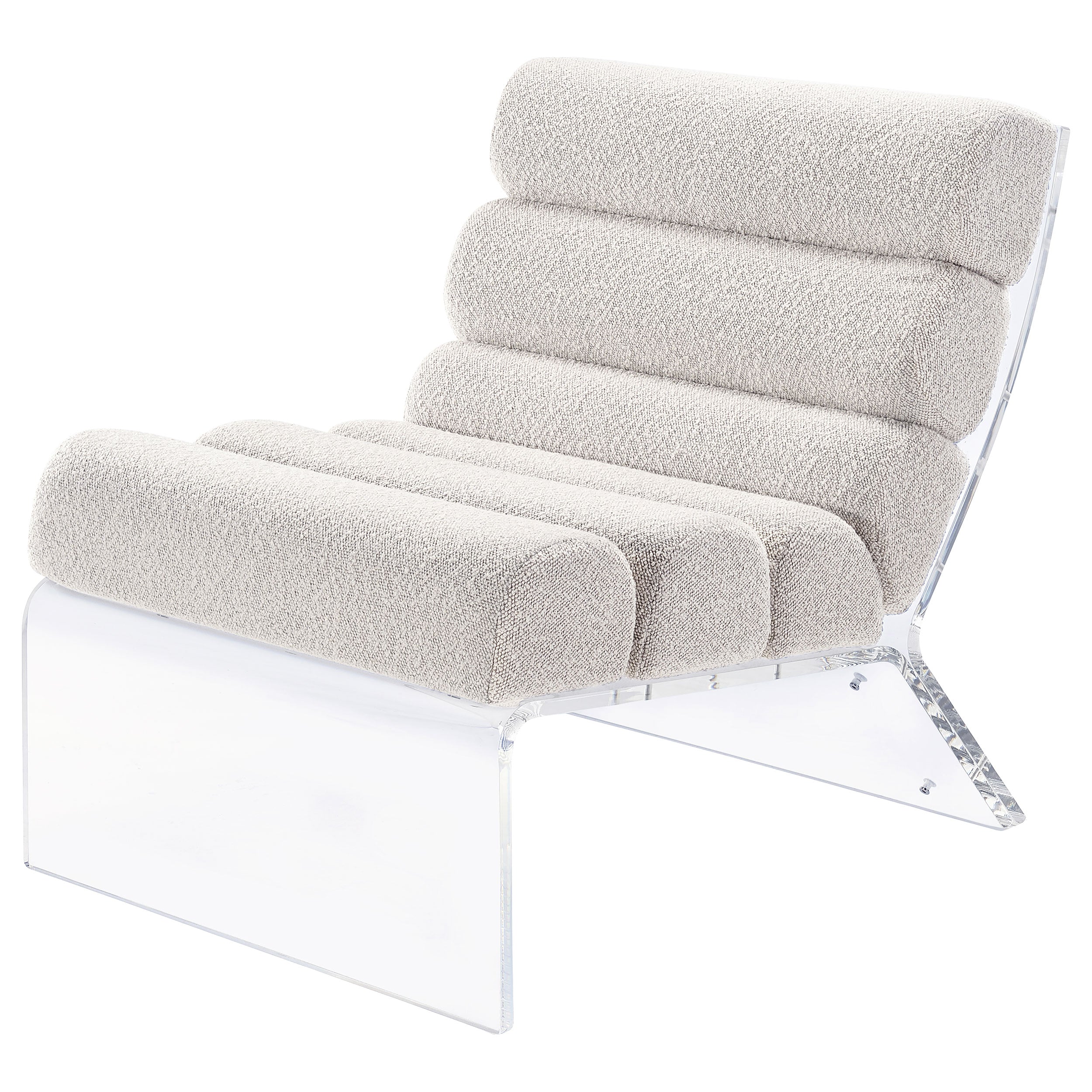 Serreta Boucle Upholstered Armless Accent Chair With Clear Acrylic Frame Ivory-903161