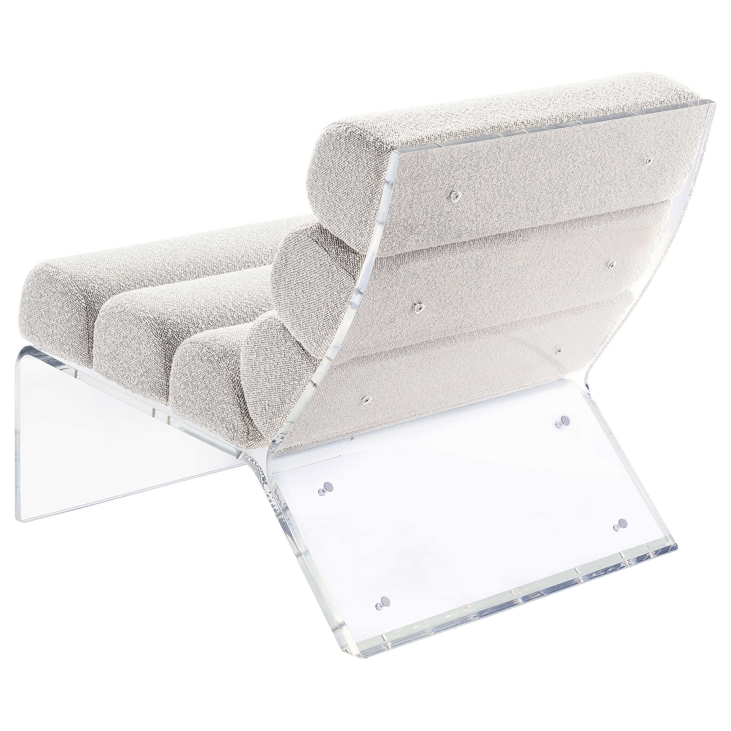 Serreta Boucle Upholstered Armless Accent Chair With Clear Acrylic Frame Ivory-903161