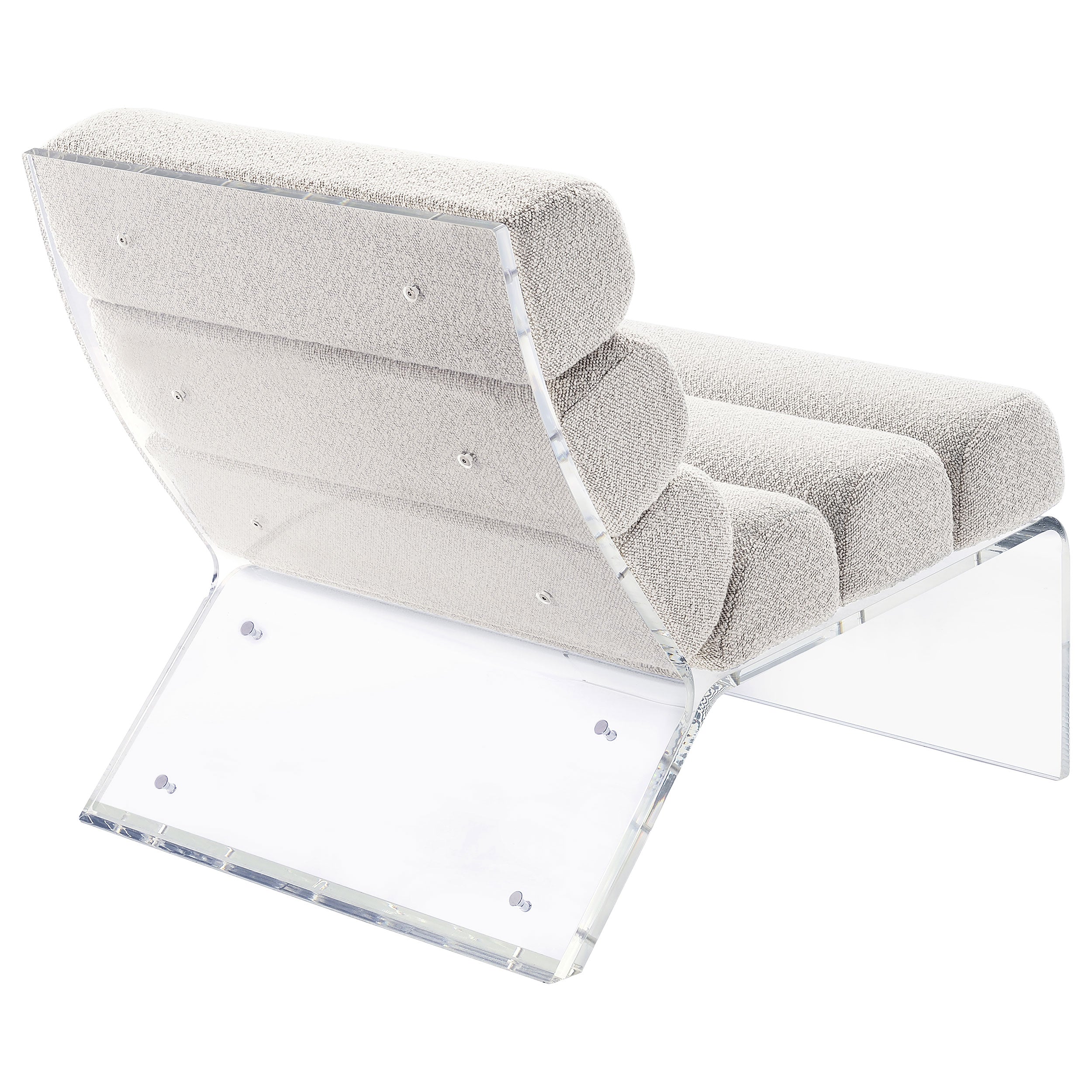 Serreta Boucle Upholstered Armless Accent Chair With Clear Acrylic Frame Ivory-903161