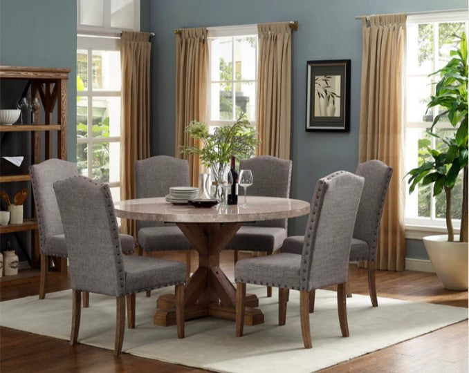 Round Dining Table W/Real Marble Top-9045-9043