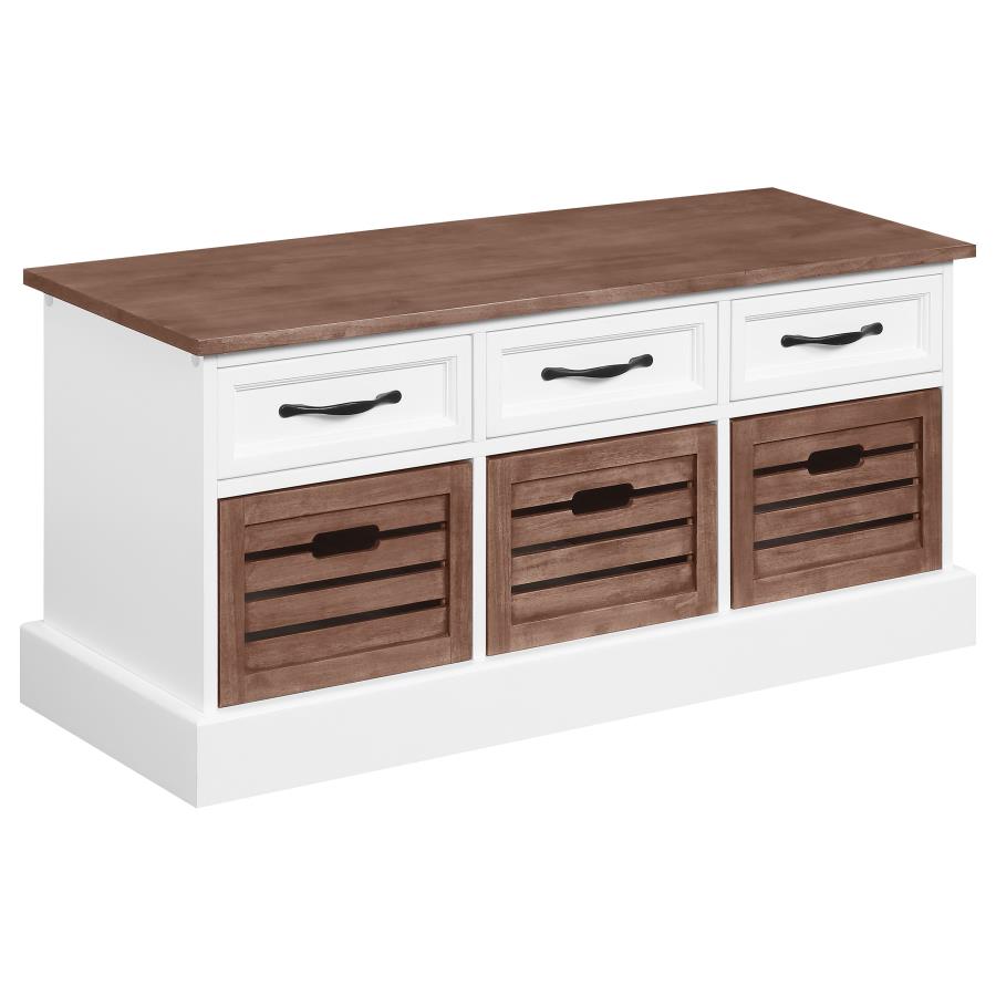 Alma 3-drawer Storage Bench Weathered Brown and White - 911196